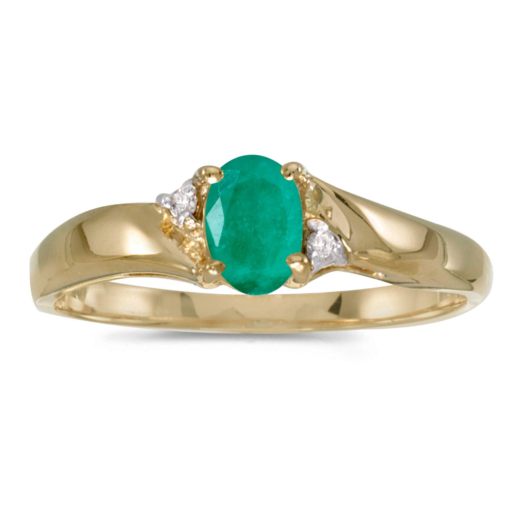 10K Yellow Gold Oval Emerald and Diamond Ring for Women – Elegant Engagement, Wedding, Anniversary Gift – Perfect for Special Occasions