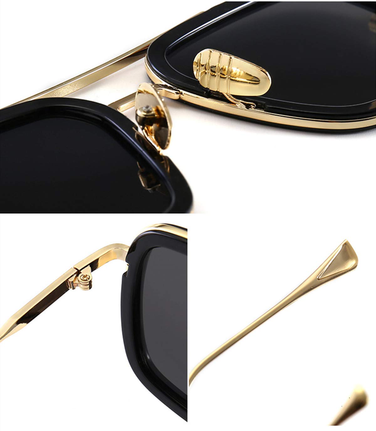 Tony Stark Sunglasses for Men & Women - Vintage Square Metal Frame Iron Man & Spider-Man Inspired Eyewear - Perfect for Cosplay, Halloween, and Superhero Fans