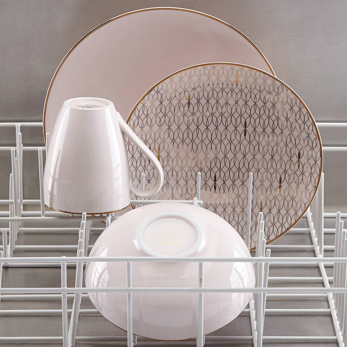 Trianna Blush 12-Piece Dinnerware Set - Porcelain Plates, Bowls & Mugs for Elegant Dining, Perfect for Dinner Parties & Family Gatherings