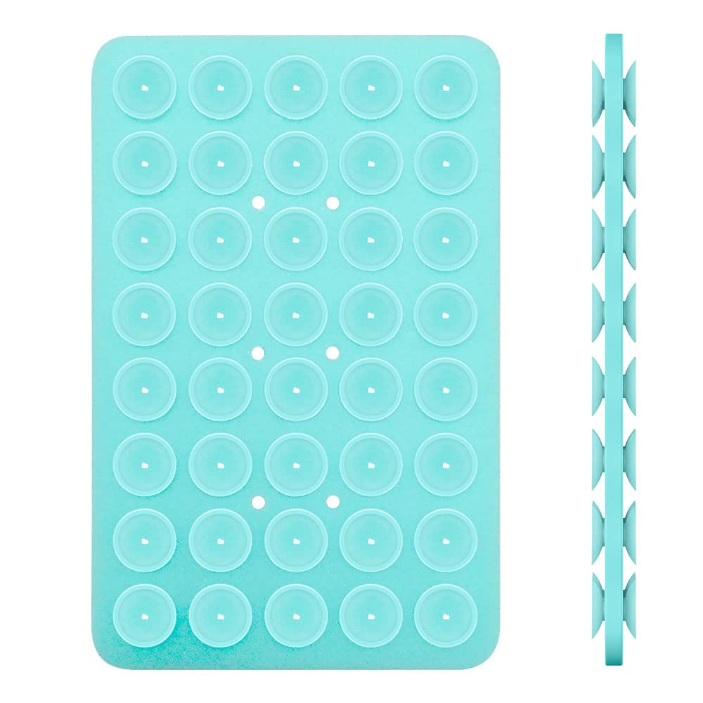 OSKE Double-Sided Silicone Suction Phone Mount - Universal Adhesive Holder for iPhone & Android - Hands-Free Shower/Bathroom/Car Mirror Mount - Fidget Toy & TikTok Video Accessory (Sky Blue) - Perfect for Driving, Bathing & Social Media Recording