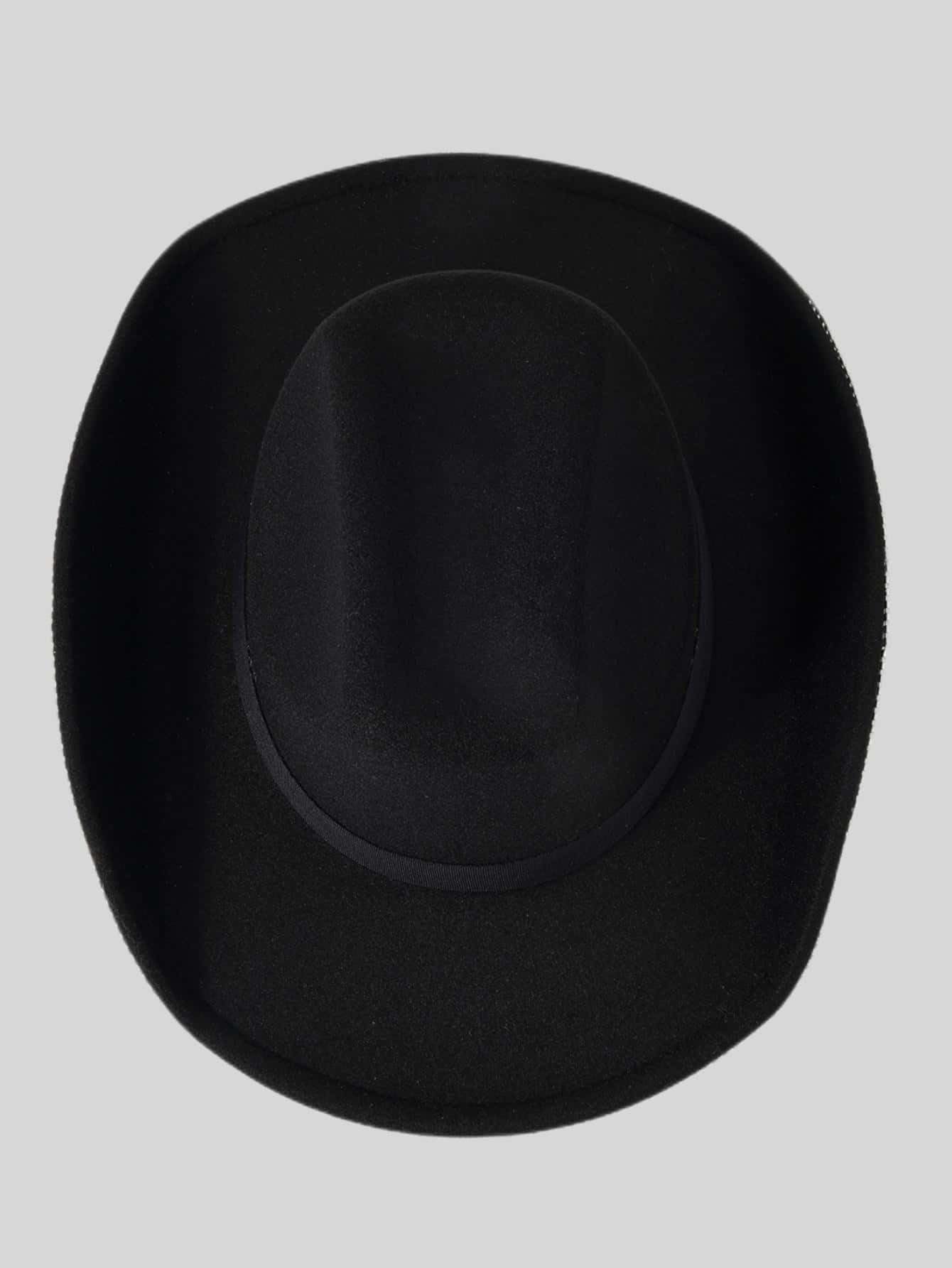 QWINEE Western Cowboy Hat with Rhinestone Tassel - Stylish Cowboy Fedora for Women & Men - Perfect for Halloween Costumes, Rodeo Events, and Country Music Festivals