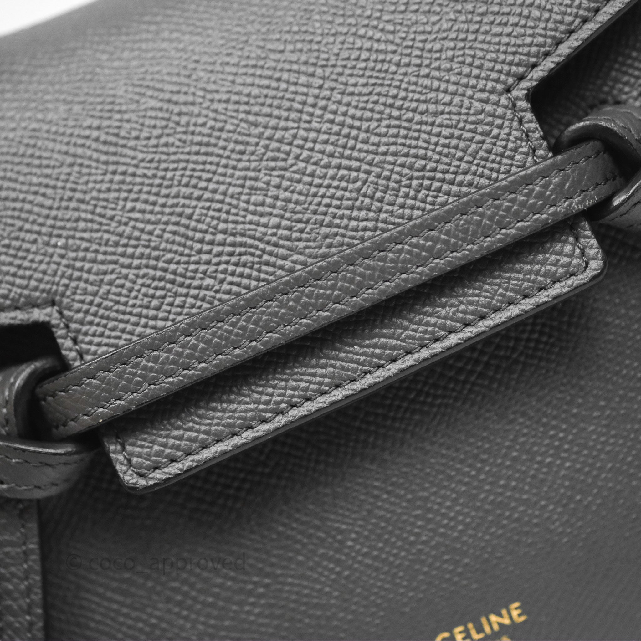 Celine Pico Belt Bag in Grey Grained Calfskin with Gold Hardware - Luxury Crossbody Bag for Women, Perfect for Everyday Use & Special Occasions