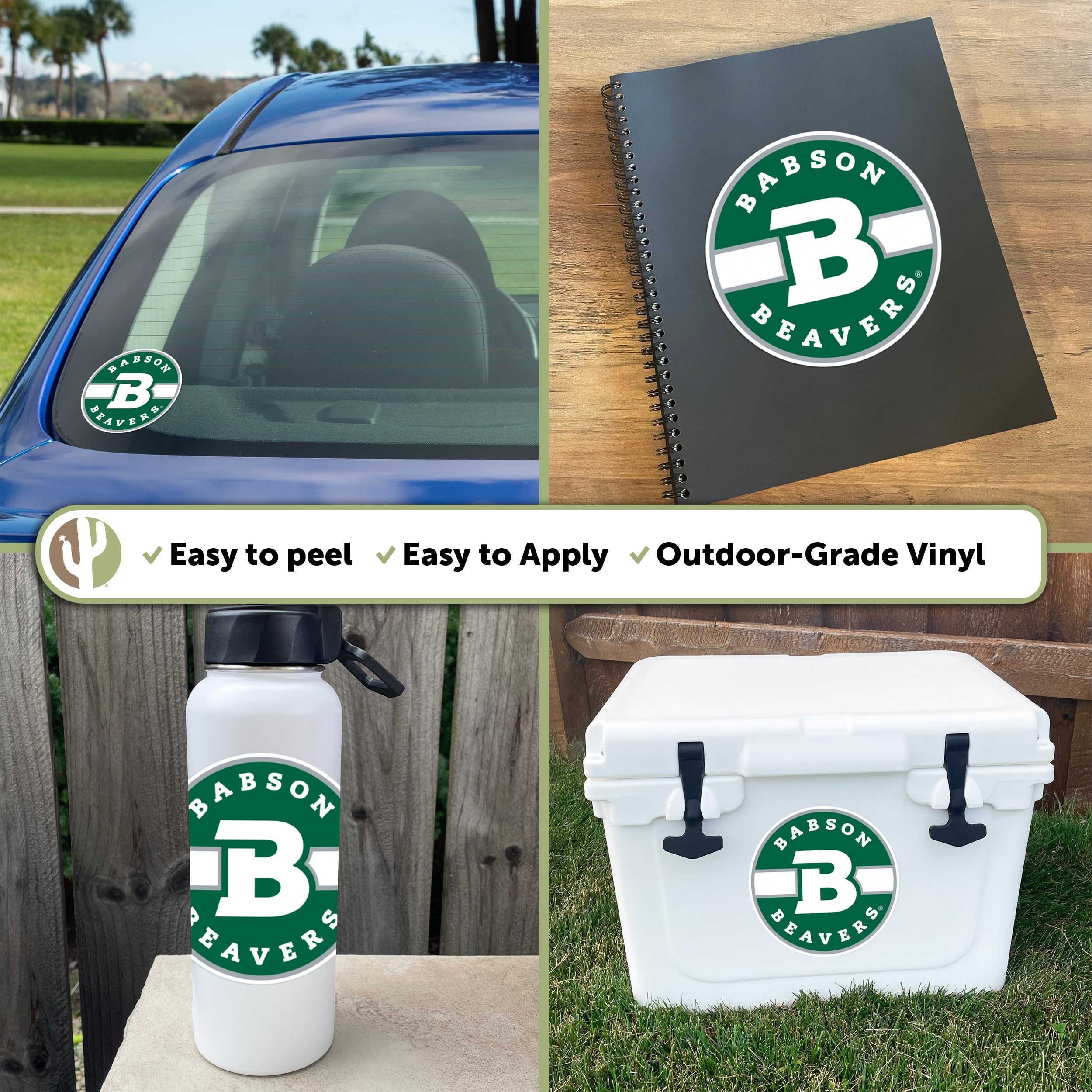 Desert Cactus Babson College Sticker - Beavers Vinyl Decal for Laptop, Water Bottle, Car & Scrapbook - Waterproof & Durable (IND 00029A) - Perfect for College Students, Alumni & Fans