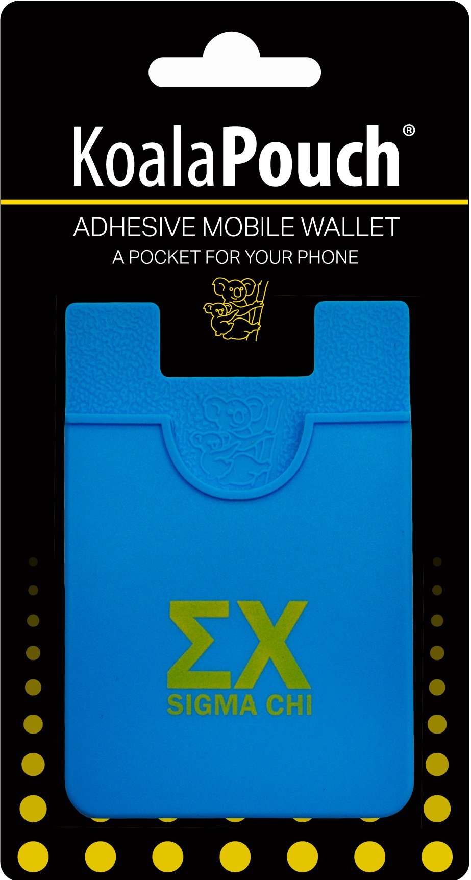 Sigma Chi Koala Pouch - Adhesive Cell Phone Wallet for iPhone & Samsung - Slim Sticky Pocket for Credit Cards, ID & Cash - Perfect for Fraternity Events, Campus Life & Daily Use