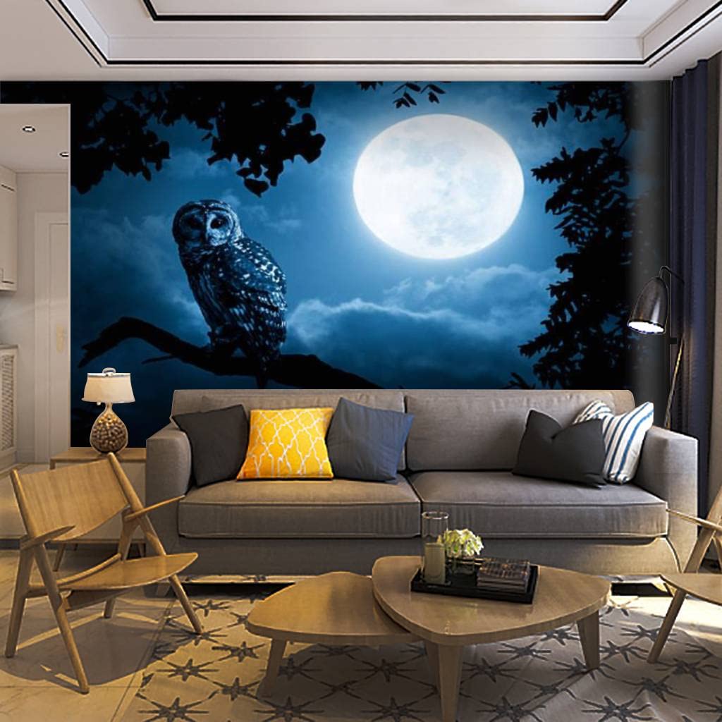 Self-Adhesive Removable Owl Wall Mural - Moonlit Night Peel & Stick Wall Decal for Living Room, Bedroom & Nursery - Nature-Inspired Home Decor Wall Sticker for Easy DIY Wall Art