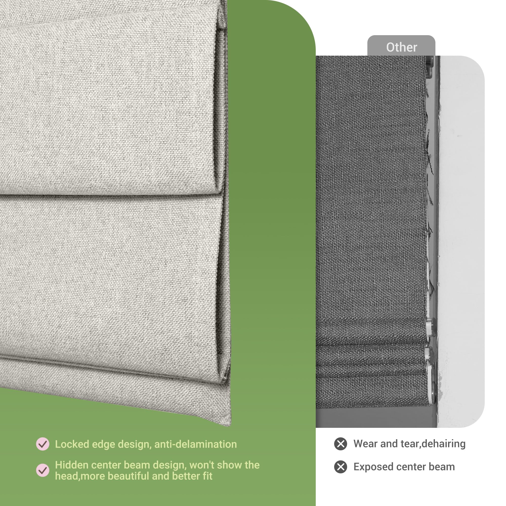 Blackout Cordless Roman Shades for Windows - Top Down Bottom Up, Thermal Insulated Window Blinds, Easy to Install (47