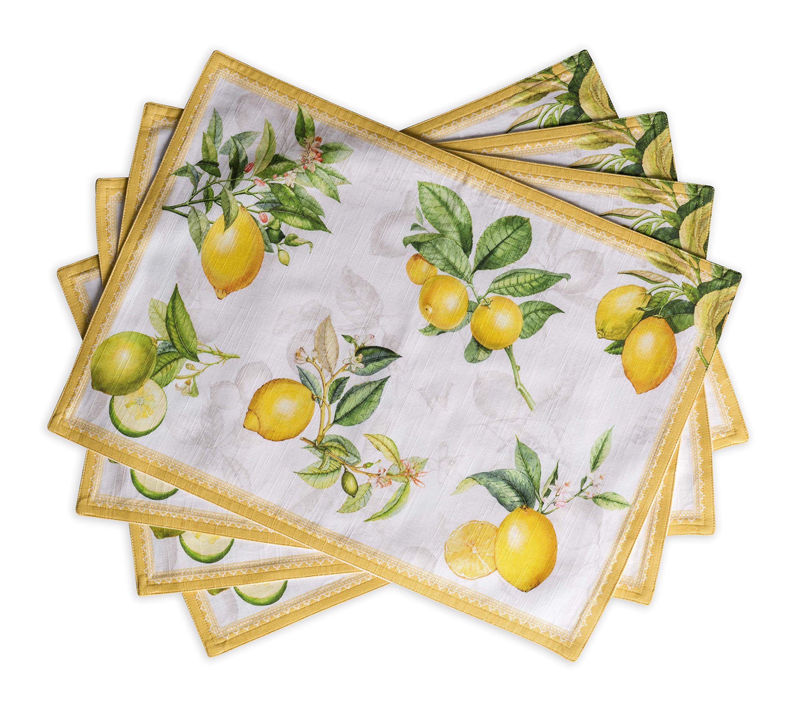 Hermine Cotton Placemats Set of 4 - 100% Washable Cloth Table Mats for Kitchen, Dining, Wedding & Restaurant - Easter & Spring Decor (13x19 Inch, Limoncello) | Perfect for Buffet Parties, Holiday Gatherings & Everyday Dining