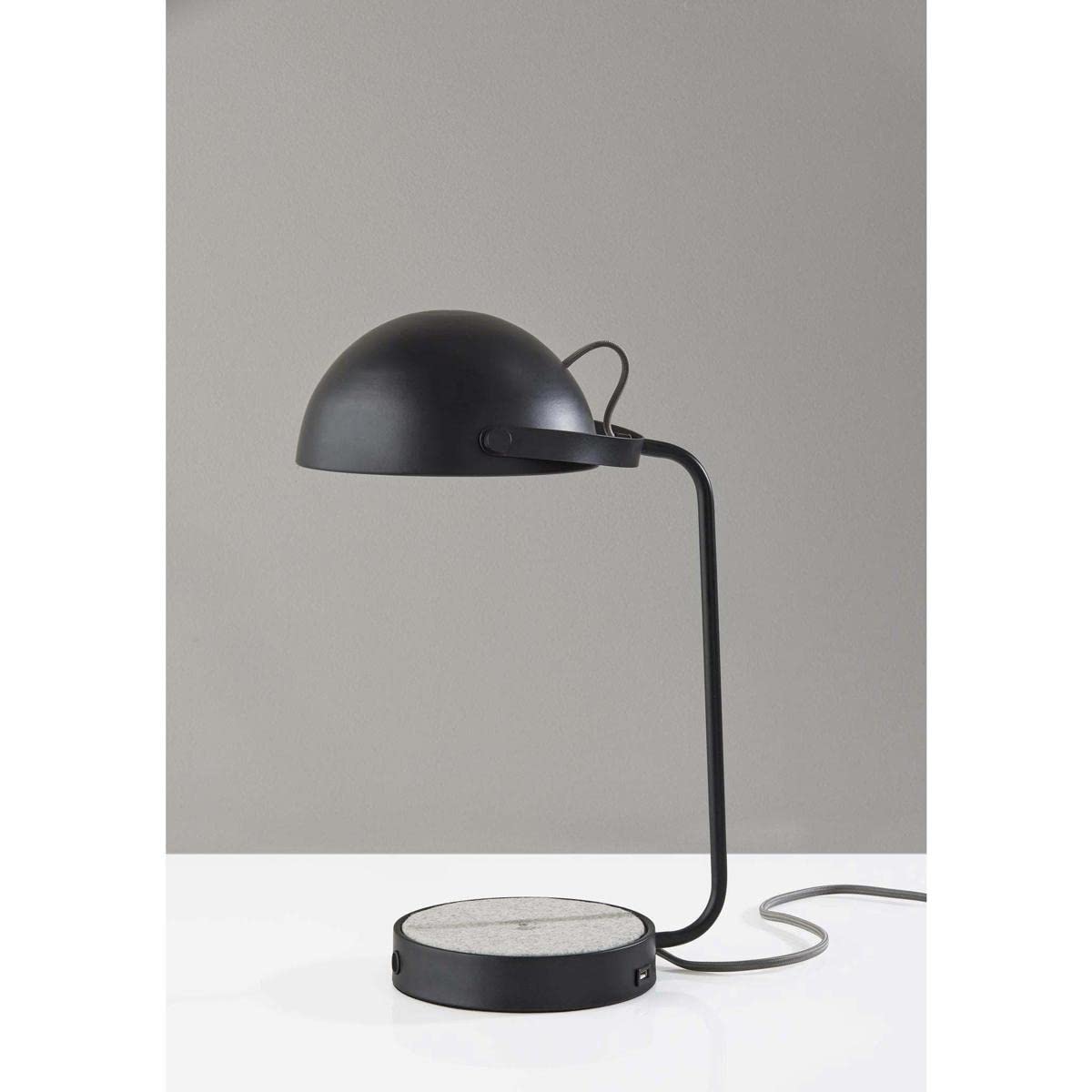 ADESSO Brooks AdessoCharge Wireless Charging Desk Lamp with USB Port - Modern LED Task Light for Home Office, Bedroom Nightstand & Study Desk (Black)