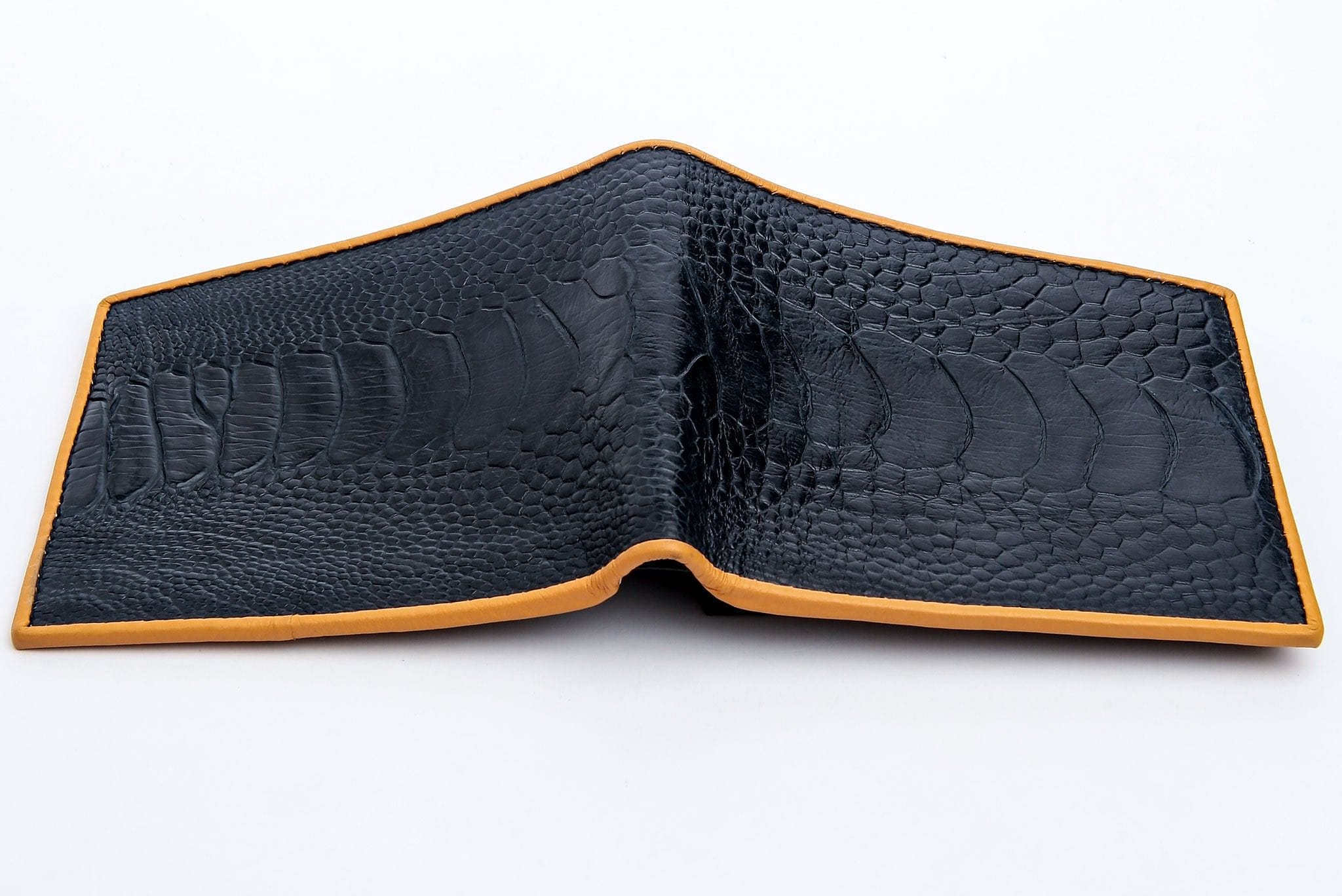 Authentic Black Ostrich Leg Leather Wallet for Men - Luxury Slim Bifold Credit Card Holder with RFID Protection - Perfect for Business, Travel & Everyday Use
