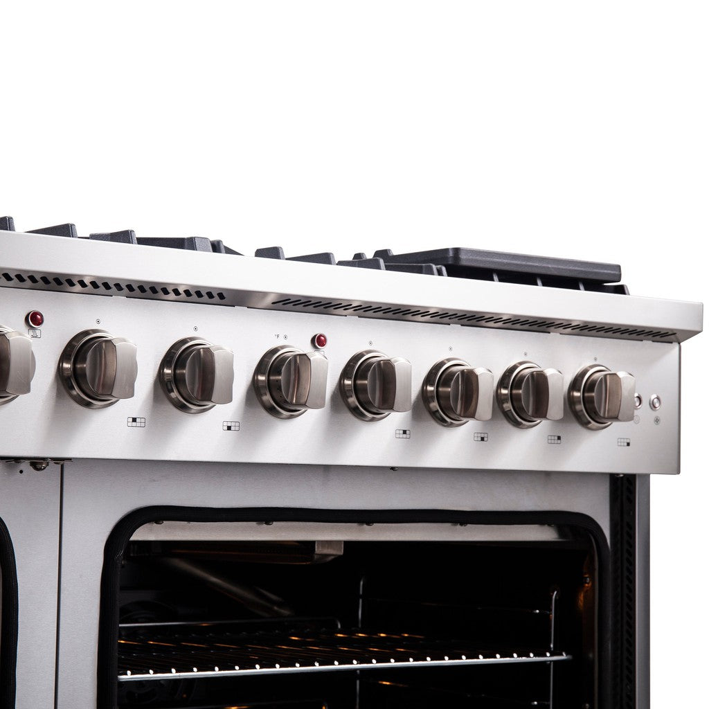 Forno Galiano 48-Inch 6.58 cu. ft. Freestanding Gas Range with Left Swing Door - Stainless Steel (FFSGS6444 48) | Professional Kitchen Appliance for Home Chefs & Restaurants