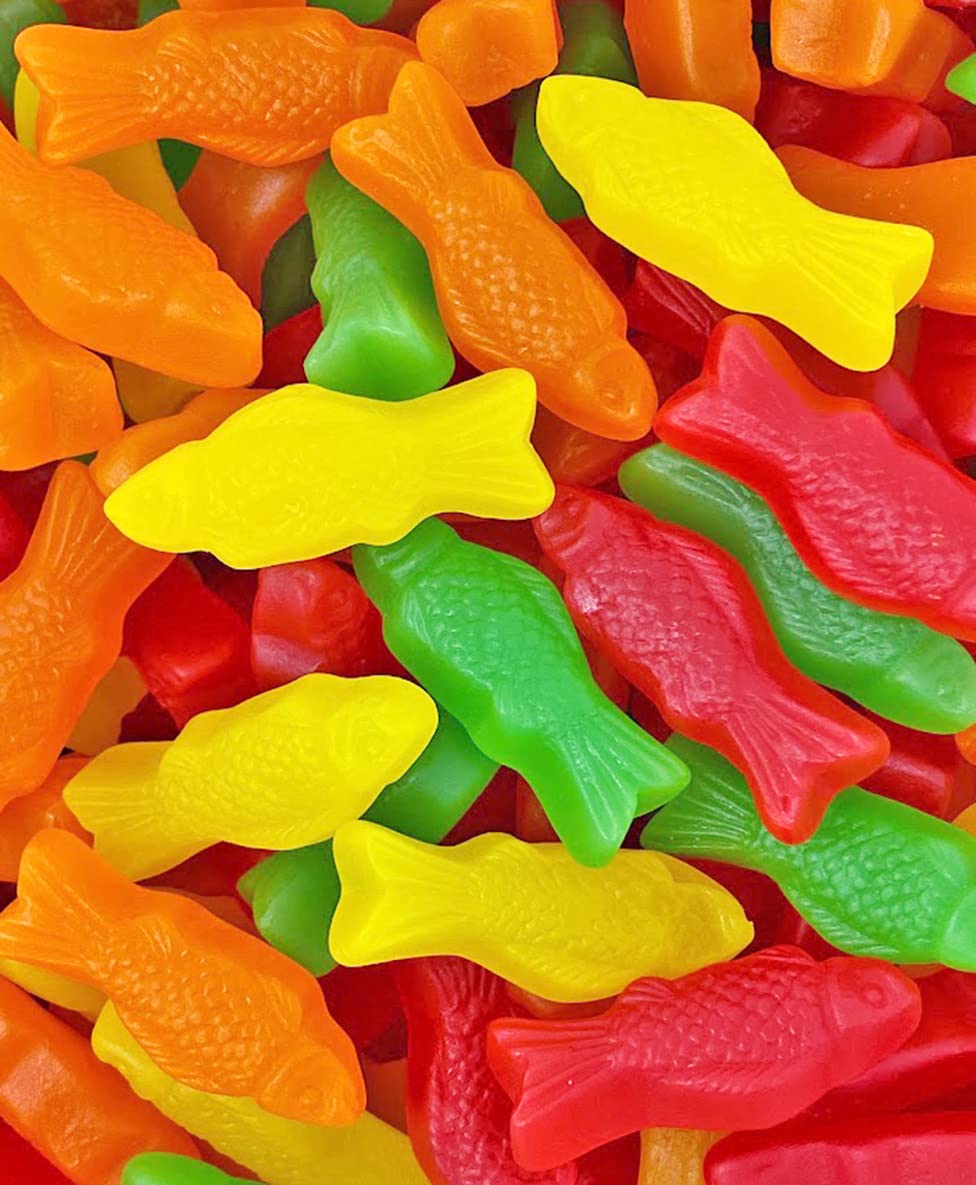 SweetGourmet Assorted Fruit Flavored Juju Fish Candy - 3lb Bulk Pack for Parties, Halloween Treats & Movie Night Snacks