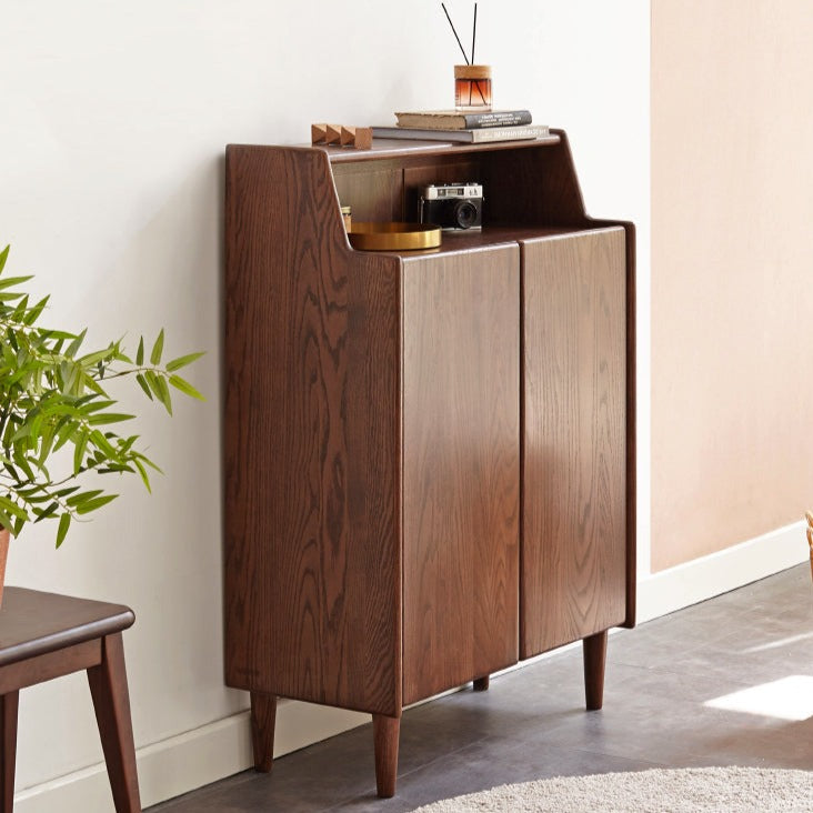 Solid Oak Wood Shoe Storage Cabinet - Rustic Entryway Organizer with Bench Seat for Hallway, Porch, or Mudroom - Perfect for Shoes, Boots, and Outdoor Gear Storage