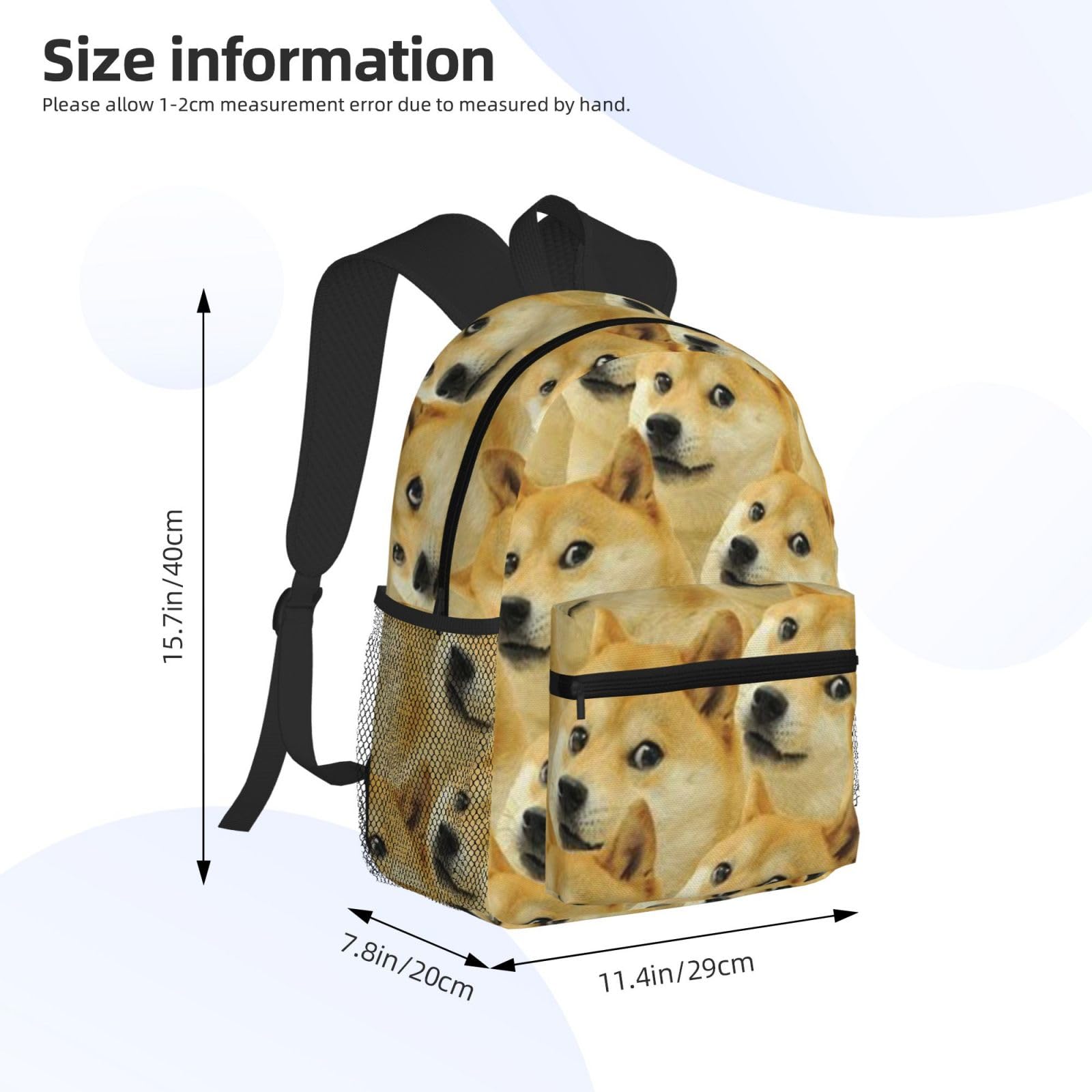 OUSIKA Mr Doge Meme Printed Lightweight Laptop Backpack - Casual Travel Daypack for College, Work & Outdoor Adventures | Water-Resistant School Bag with USB Charging Port