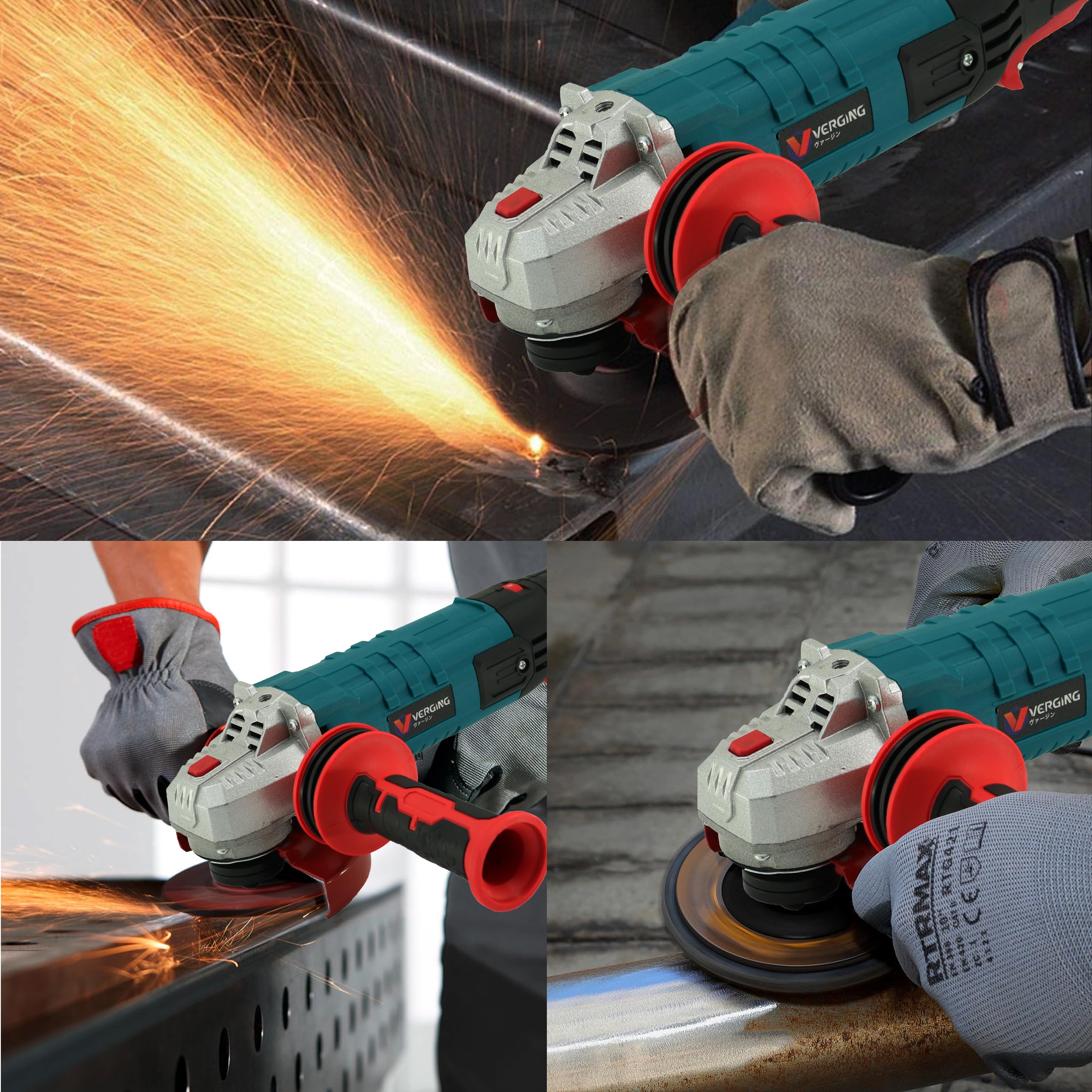 4 1/2-Inch 12-Amp Angle Grinder - 1400W High Power Grinding Tool with Polishing & Buffing Capabilities - Non-Slip & Shockproof Handle for Metal, Wood & Concrete Work - Perfect for DIY Projects & Professional Use