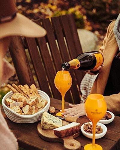 Veuve Clicquot 6-Piece Set of Yellow Trendy Polycarbonate Acrylic Champagne Glasses - Shatterproof Poolside & Party Drinkware for Outdoor Celebrations