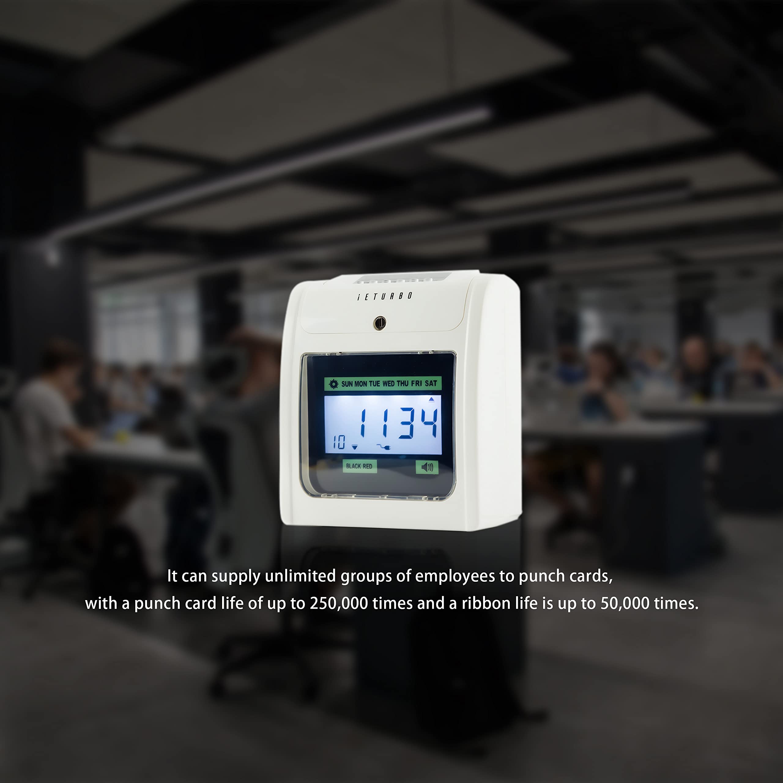 Small Business Employee Time Clock - Attendance & Absence Tracker with 100 Time Cards, 2 Security Keys, Ink Ribbon Cartridge & Manual | Ideal for Office, Retail & Restaurant Workforce Management
