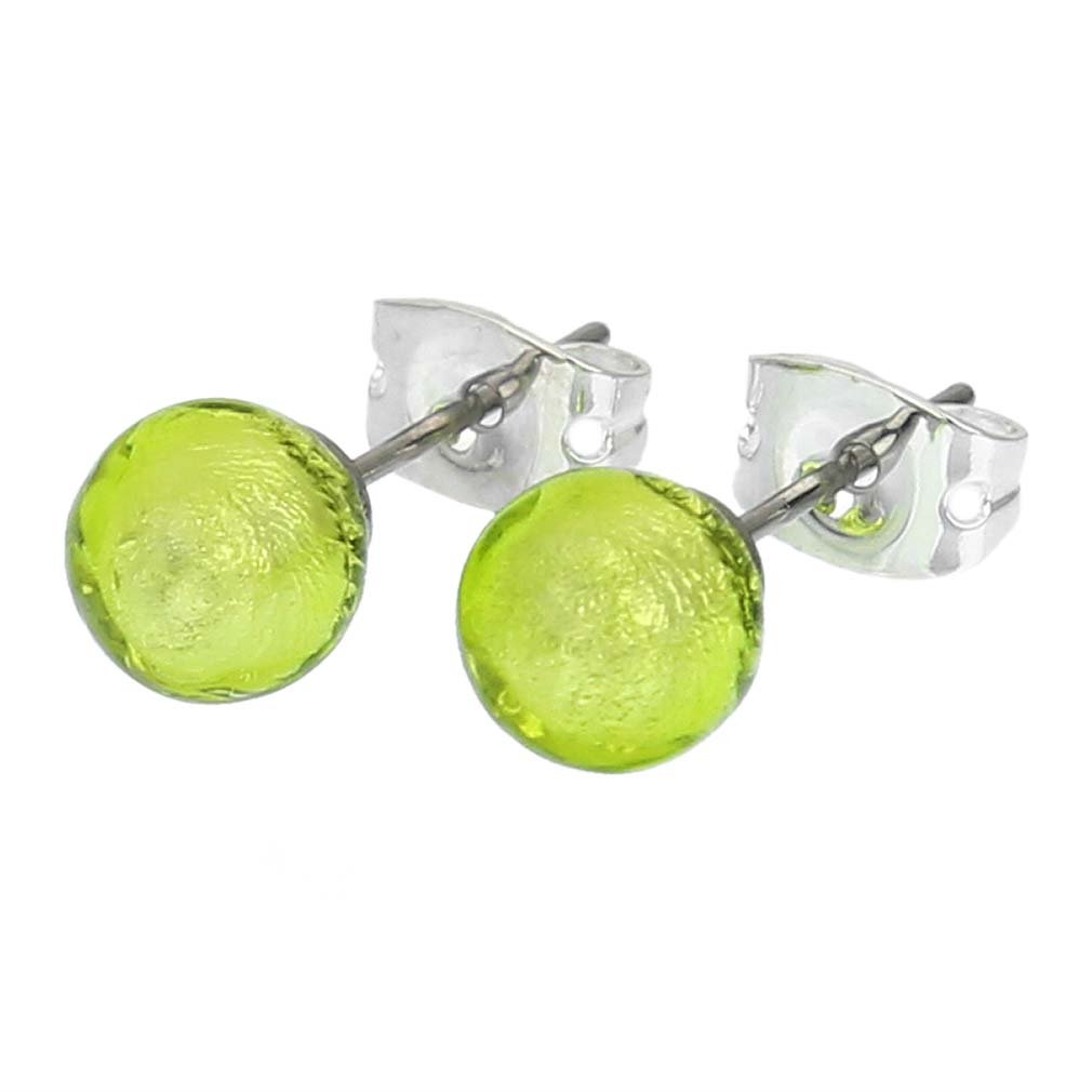 Murano Glass Tiny Stud Earrings - Apple Green | Handmade Italian Jewelry for Women | Perfect for Everyday Wear, Gifts & Special Occasions