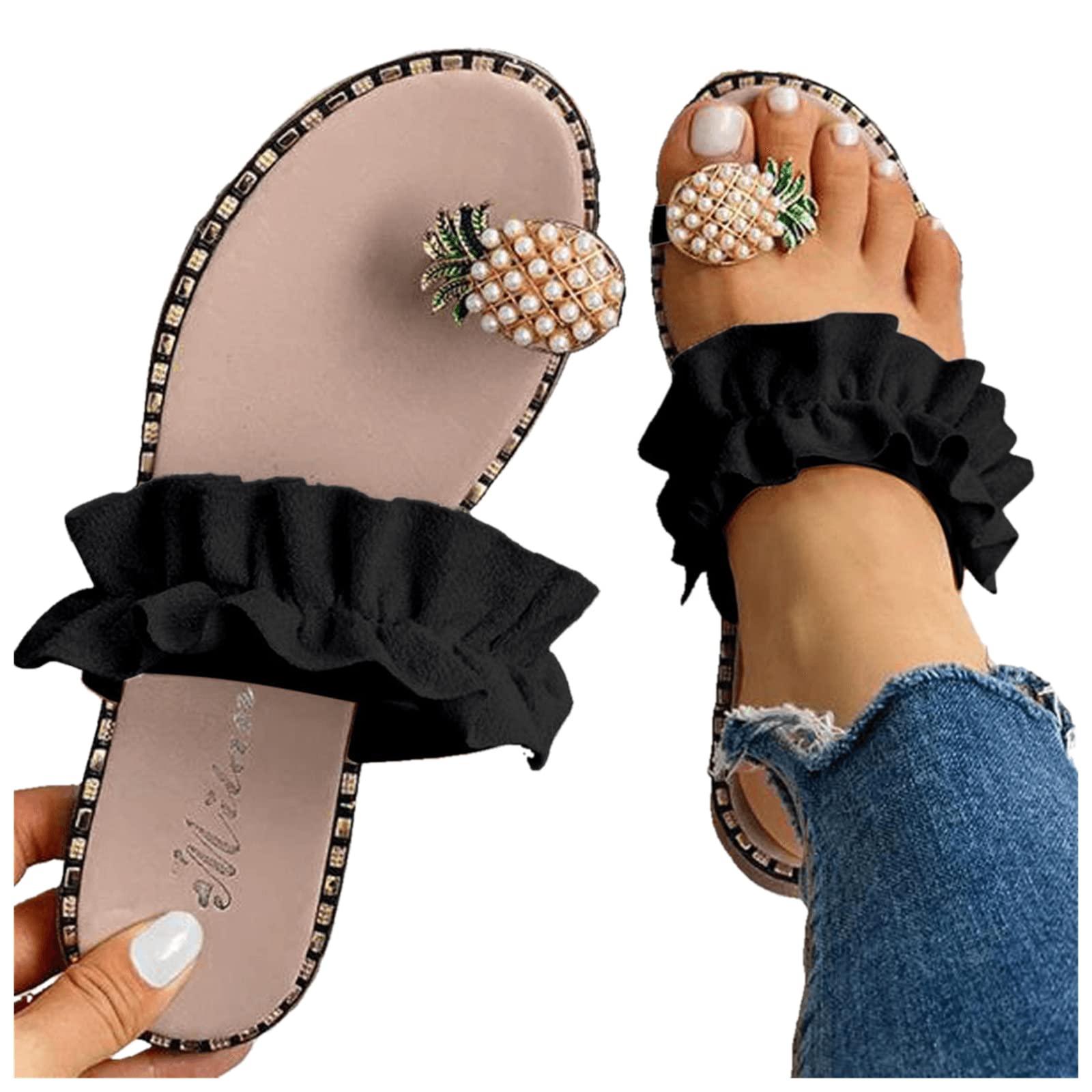 Stylish Women's Bohemian Flat Sandals - Open Toe Summer Sandals for Casual Wear, Beach & Vacation - Comfortable Flip Flops & Dressy Slippers for Outdoor Activities, Travel & Relaxation