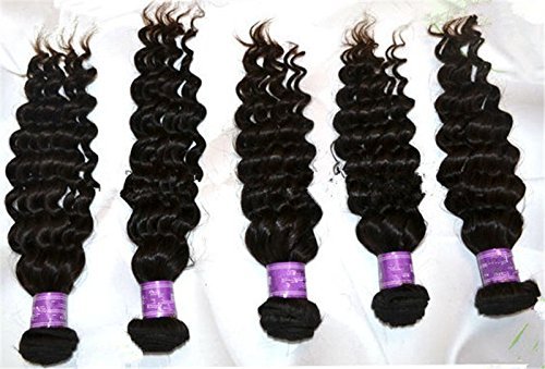 8A Grade Indian Virgin Remy Human Hair Extensions - 3-Piece Deep Wave Curly Weave Bundles (300g, 16