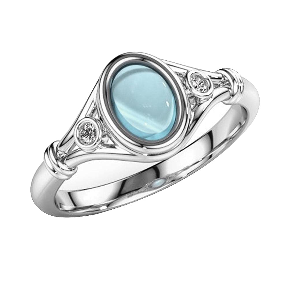 Lbaby Moonstone Ring for Women - Sterling Silver Promise Ring, Round Cut Engagement & Wedding Jewelry - Perfect for Anniversaries, Proposals & Special Occasions