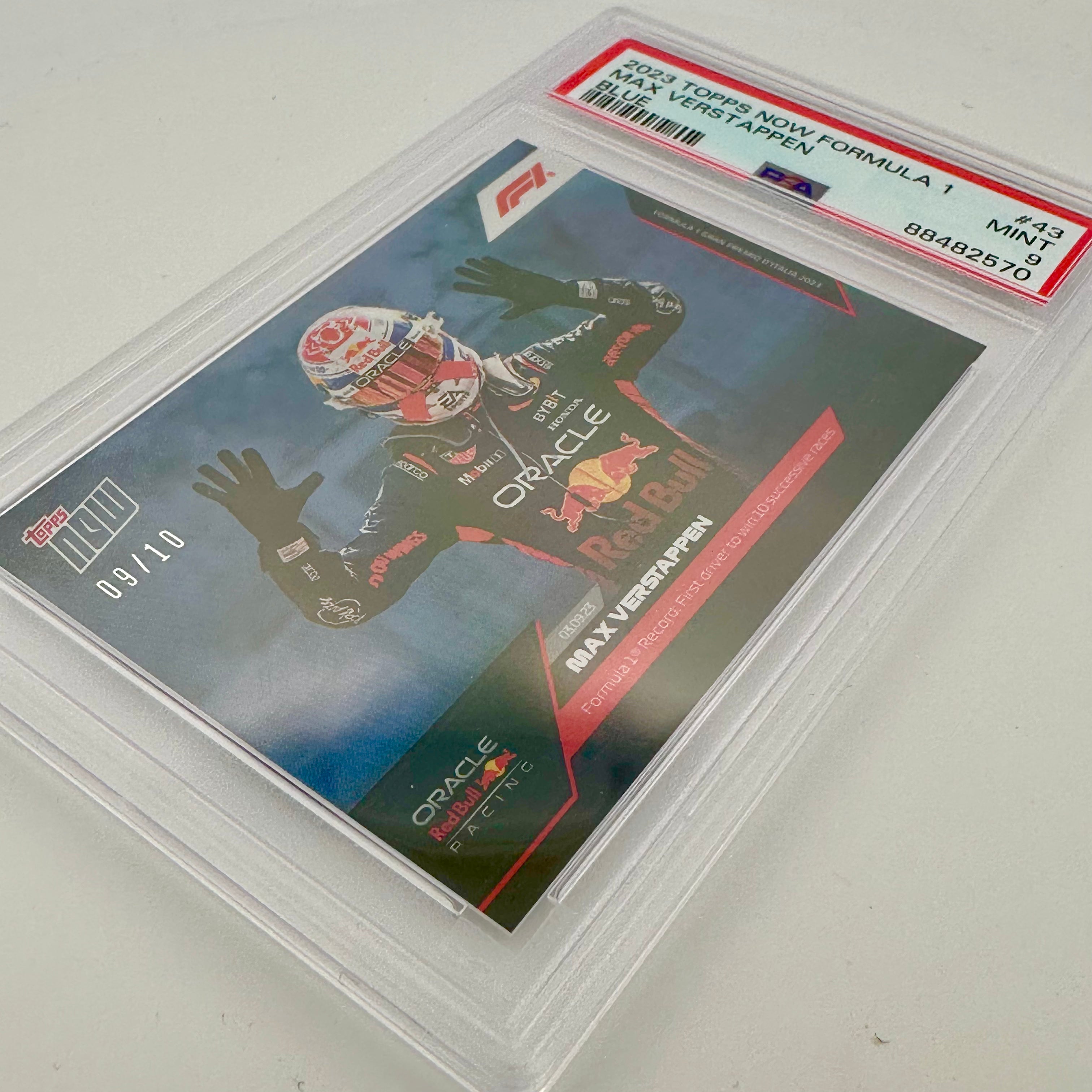2023 Topps Now F1 PSA 9 Graded Max Verstappen #43 Blue Racing Card - Perfect for F1 Collectors, Sports Memorabilia Enthusiasts & Racing Fans Display