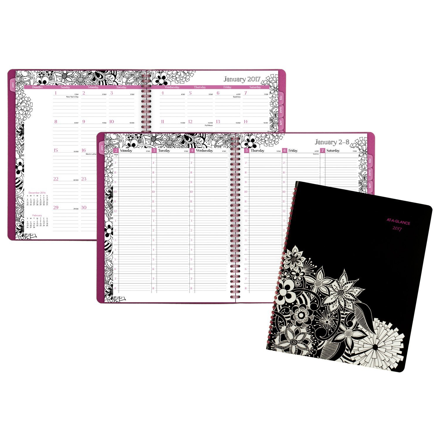 AT-A-GLANCE 2017 Weekly Monthly Planner - Premium Appointment Book, 8.5 x 11 Inch, Black & White (589-905) - Perfect for Office, School & Personal Scheduling