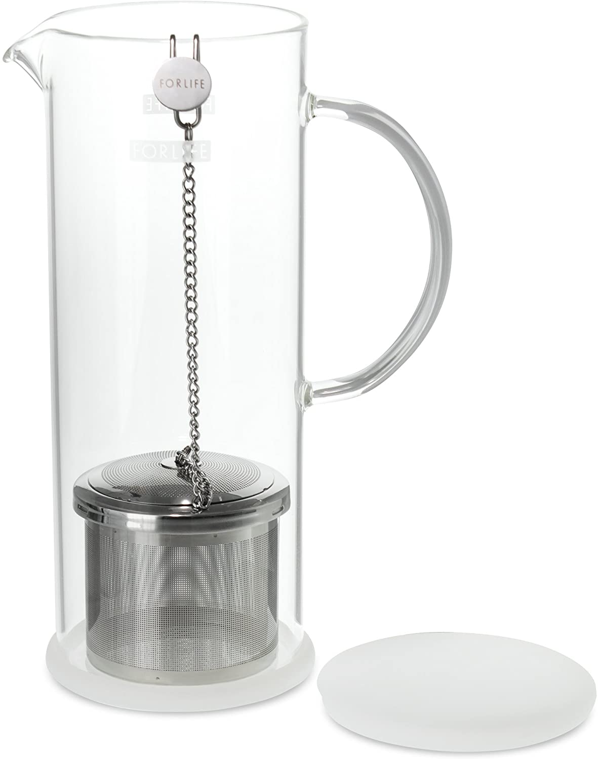 FORLIFE LUCENT 48oz Glass Iced Tea Pitcher with Removable Tea Infuser - BPA Free, Perfect for Iced Tea, Lemonade & Cold Brew - Great for Summer Parties, BBQs & Outdoor Gatherings