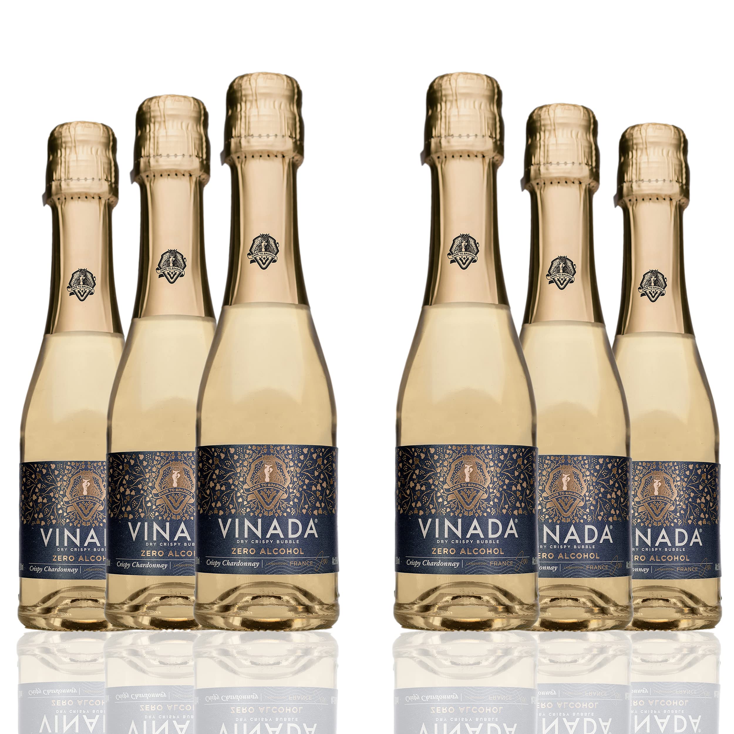 VINADA Crispy Chardonnay Mini - Alcohol Free Wine - 200ml (6 Pack) - Perfect for Parties, Gifts & Sober Celebrations