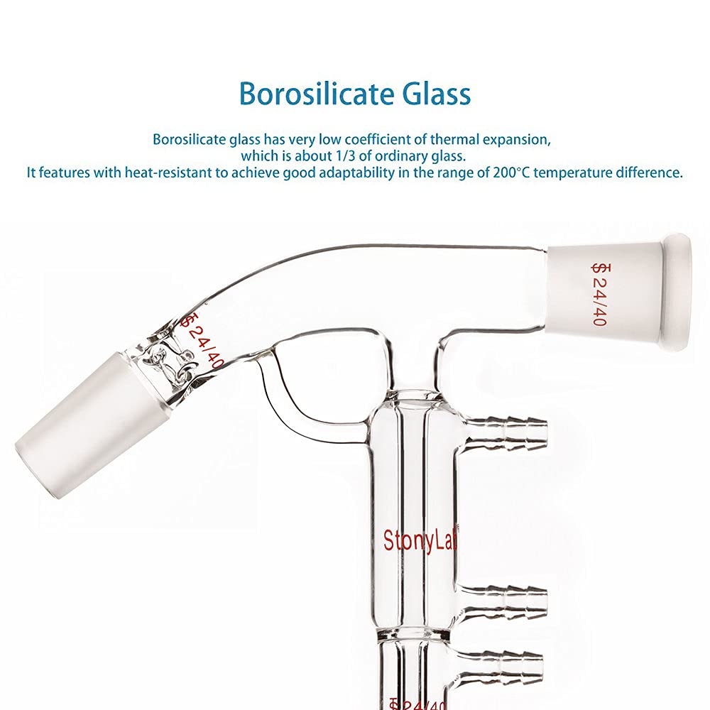 Stonylab Borosilicate Glass Short Path Distillation Kit - 24/40 Joints & Hose Connections - Lab Distilling Apparatus for Essential Oils, CBD Extraction & Chemistry Experiments - Perfect for Home Labs & Professional Research Facilities