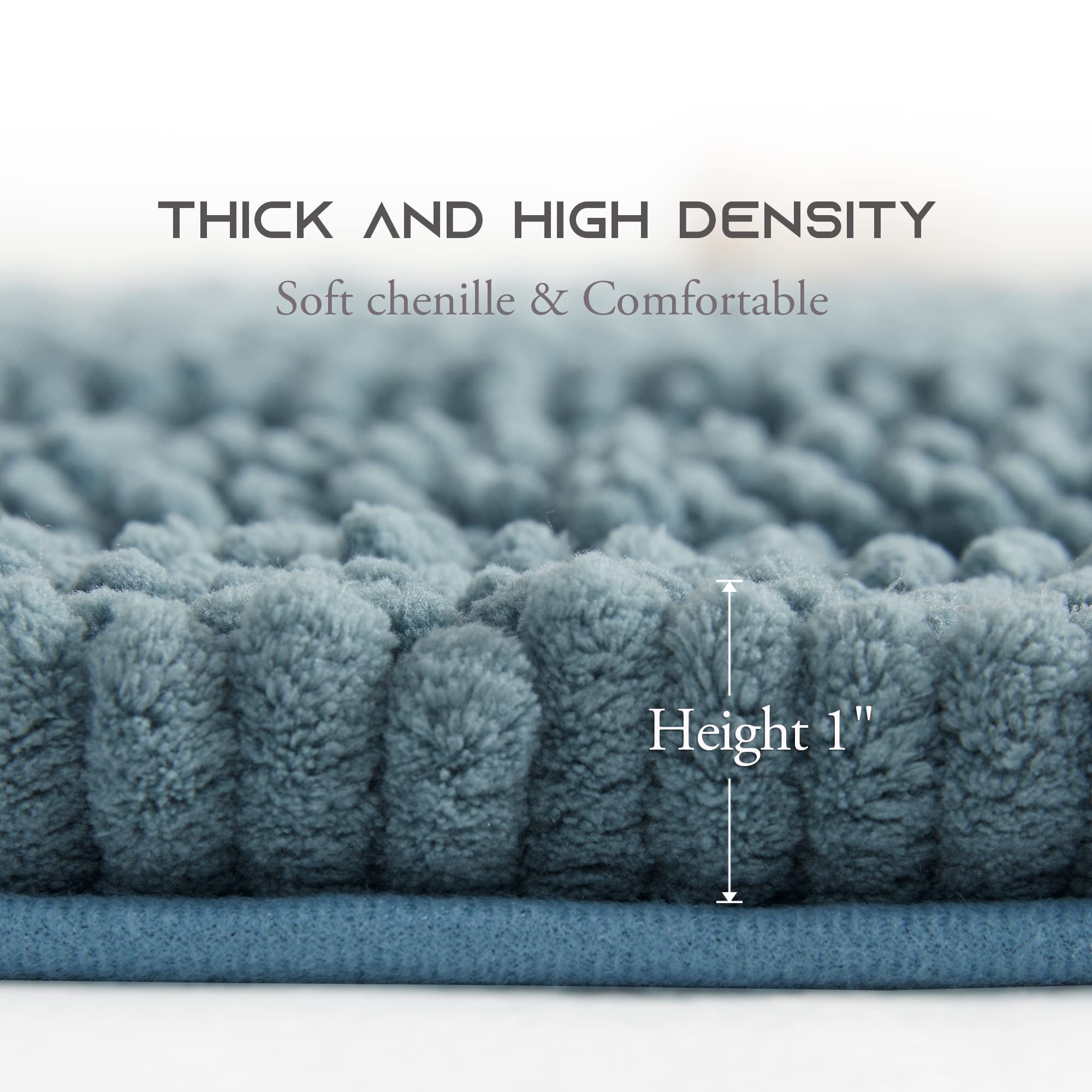 NICETOWN Non-Slip Bath Rugs Set of 2 - Super Absorbent Soft Fluffy Microfiber Bathroom Mats, Quick Dry Striped Design for Bath, Shower & Vanity Area (20