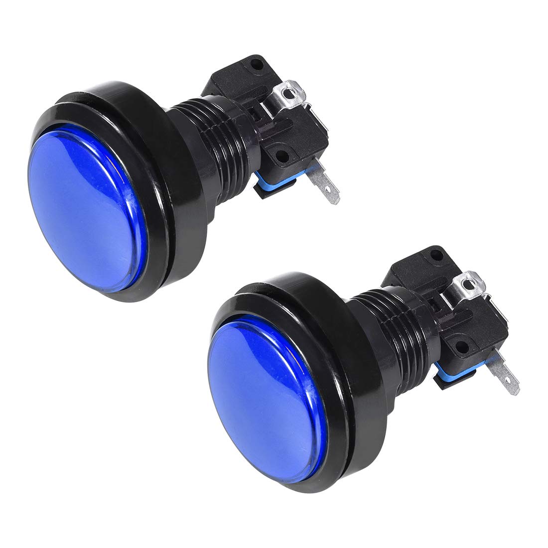 uxcell 46mm Round 12V LED Illuminated Push Button Switch with Micro Switch - Blue (2 Pack) for Arcade Games, DIY Cockpit Controls & Home Gaming Setup
