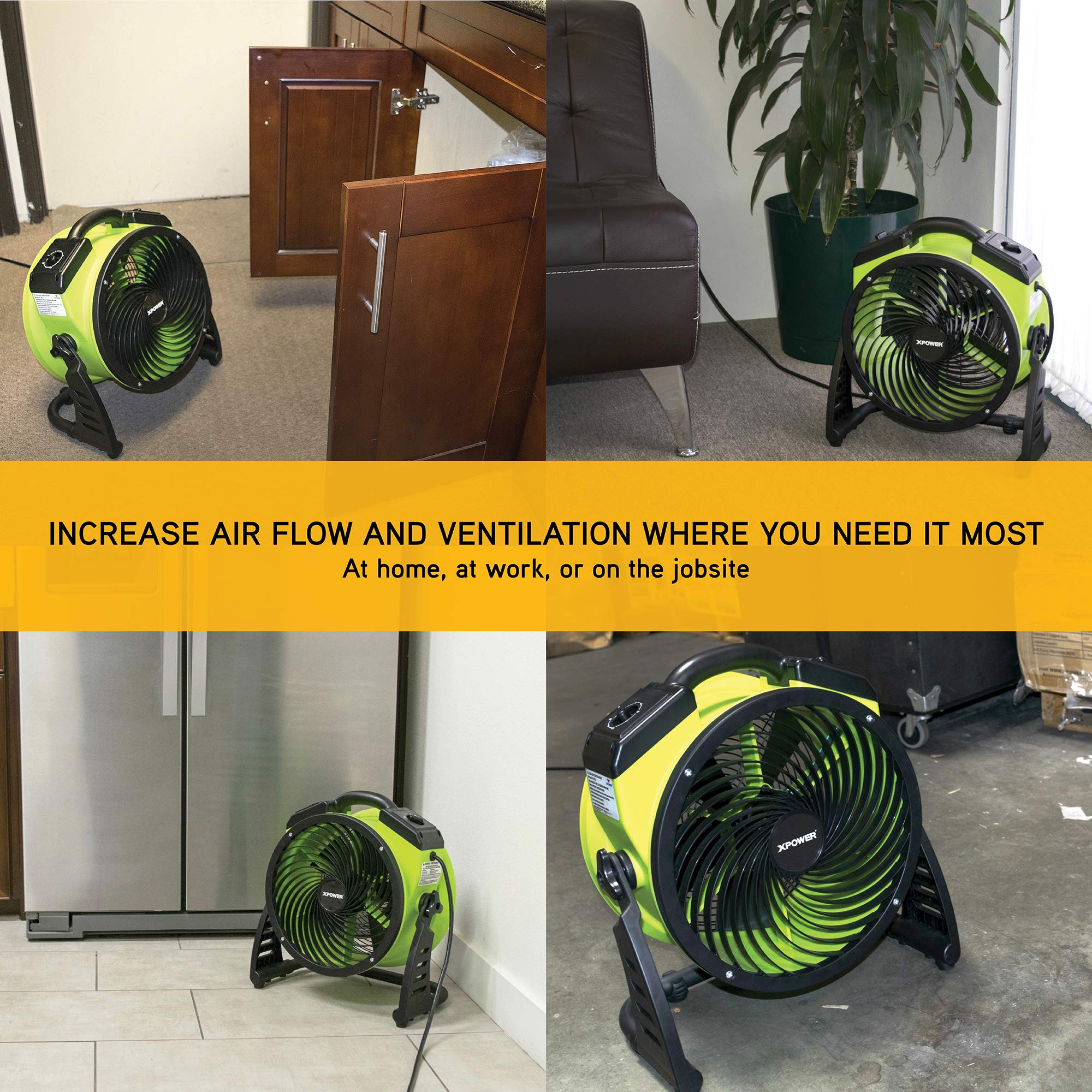 XPOWER FC-200 Heavy Duty Industrial High Velocity Air Circulator Fan - 13 Inch, 1300 CFM, 4 Speed Settings with Timer - Perfect for Warehouse, Workshop, Gym & Home Ventilation