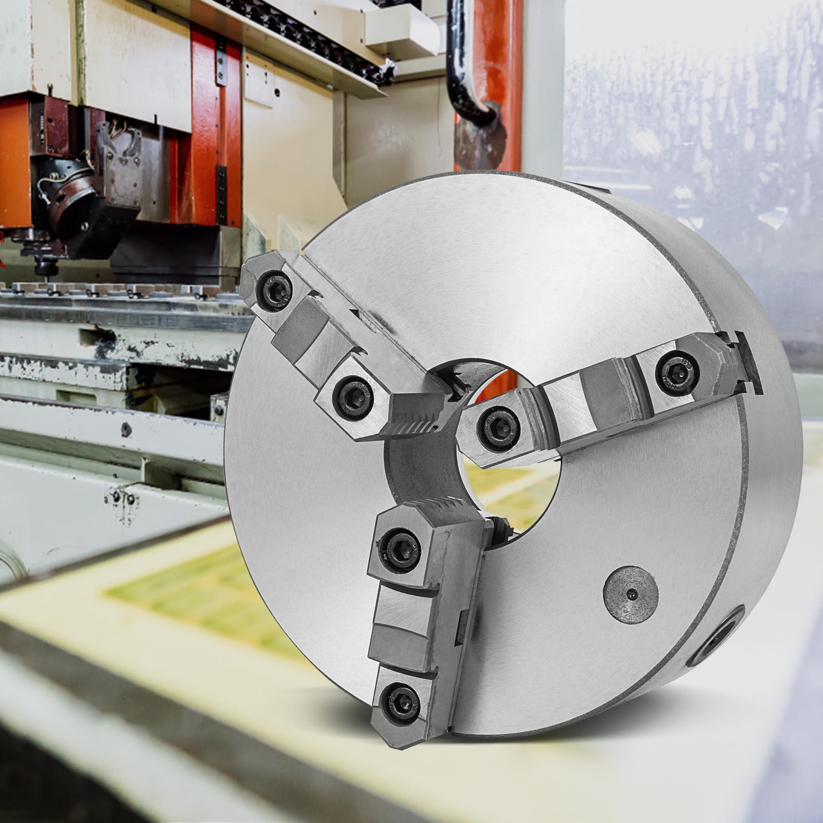 OrangeA K11-200 8 Inch 3 Jaw Self Centering Lathe Chuck - Hardened Steel Jaws for Internal & External Grinding - Compatible with Lathe, Drilling & Milling Machines - Perfect for Metalworking, Woodturning & DIY Projects