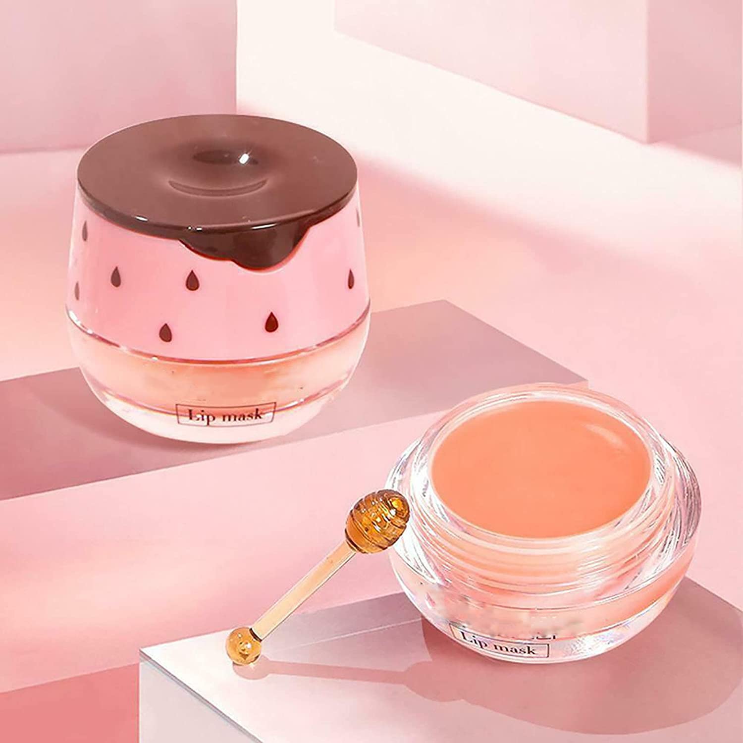Honey Lip Sleeping Mask with Propolis - Hydrating & Nourishing Lip Balm for Dry, Chapped Lips - Anti-Wrinkle Lip Care Treatment - Restores & Plumps Lips (1Pcs, Honey+Strawberry) - Perfect for Overnight Lip Therapy & Daily Moisturizing