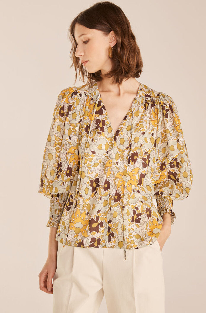 Passion Flower Long Sleeve Blouse for Women - Floral Print Boho Chic Tunic Top - Casual & Elegant Shirt for Work, Date Night, and Spring Outfits