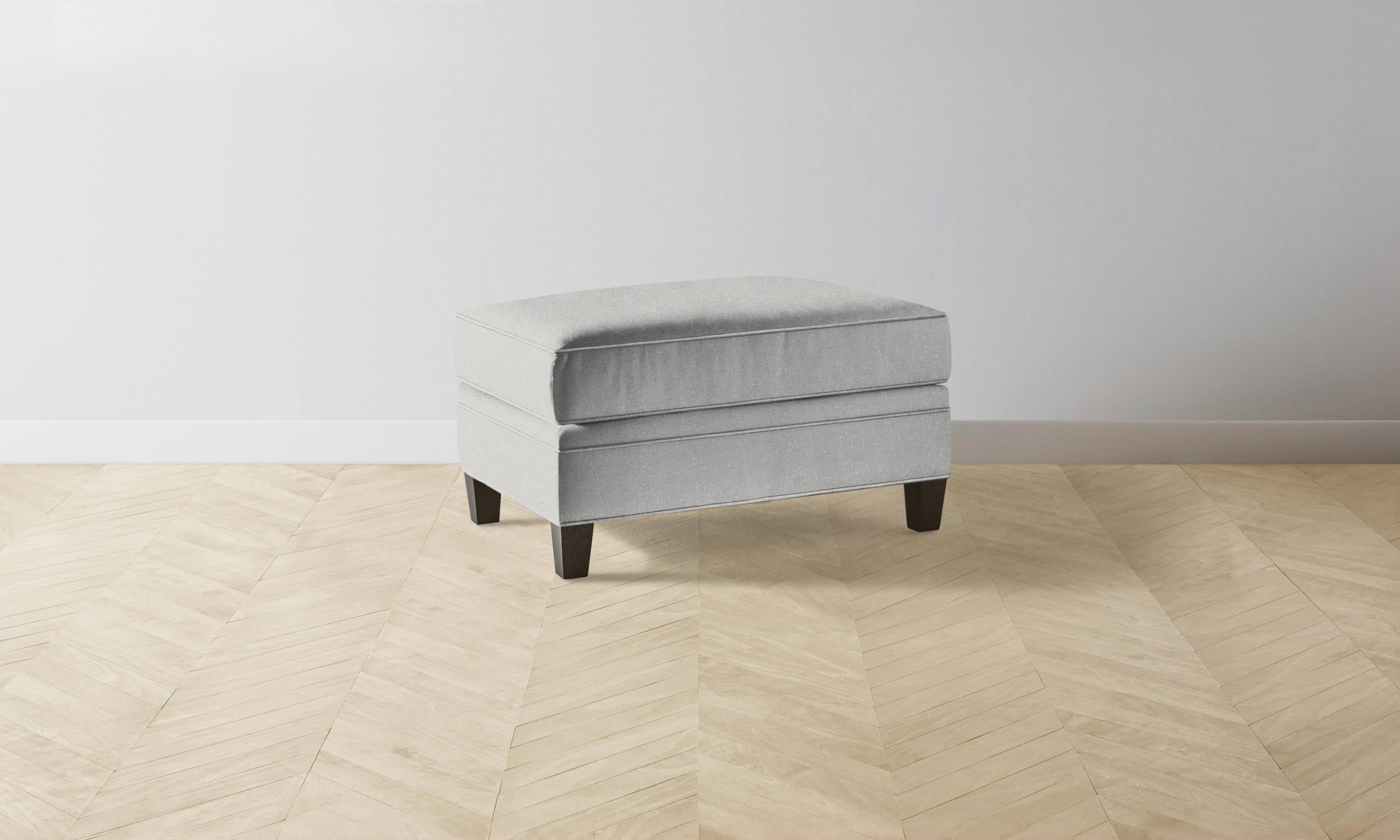 Premium Carmine Ottoman with Merino Heather Grey Upholstery - Stylish Footrest & Accent Chair for Living Room, Bedroom, or Office Decor