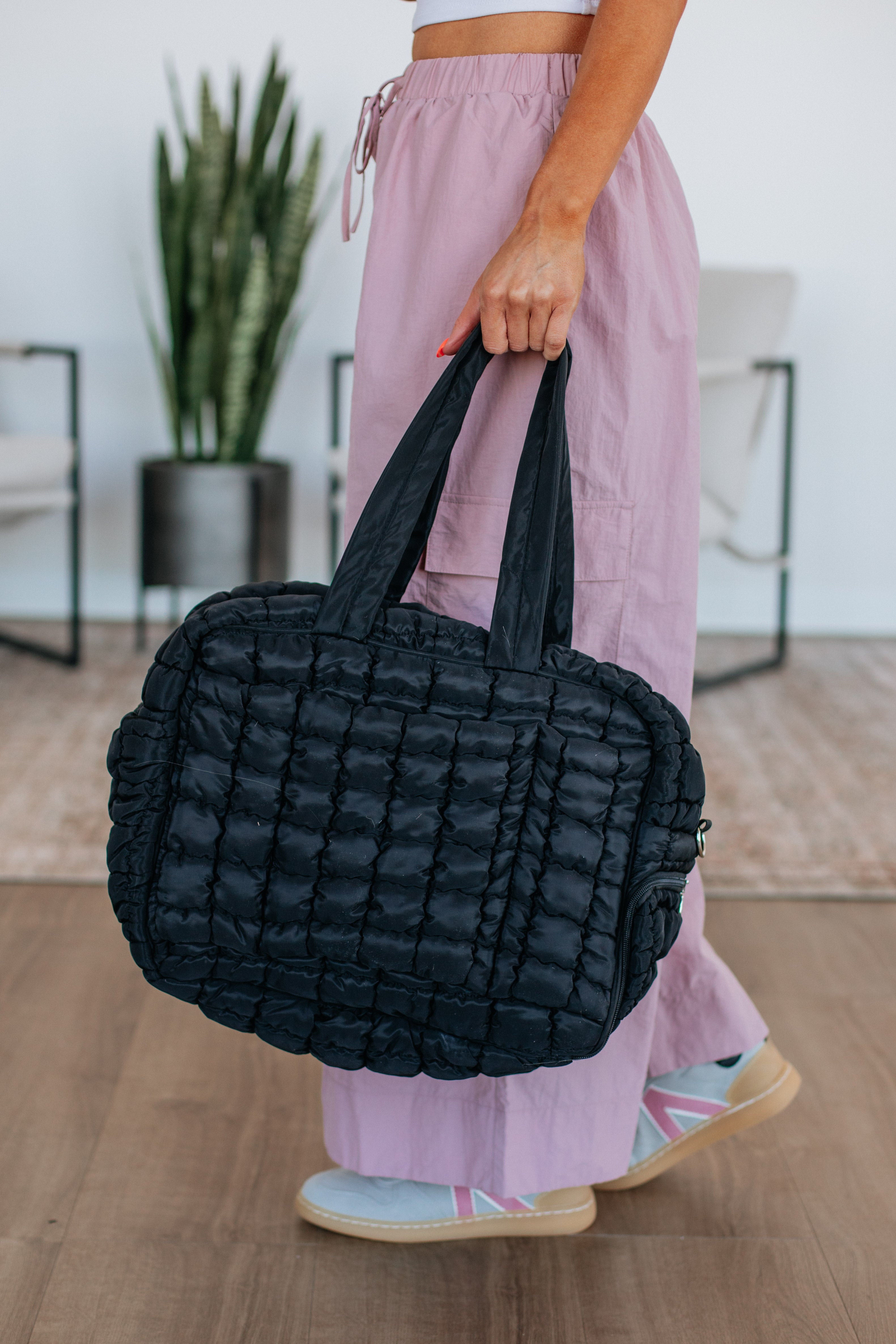 Off The Grid Quilted Weekender Travel Bag - Black | Durable Carry-On Luggage for Weekend Getaways & Business Trips
