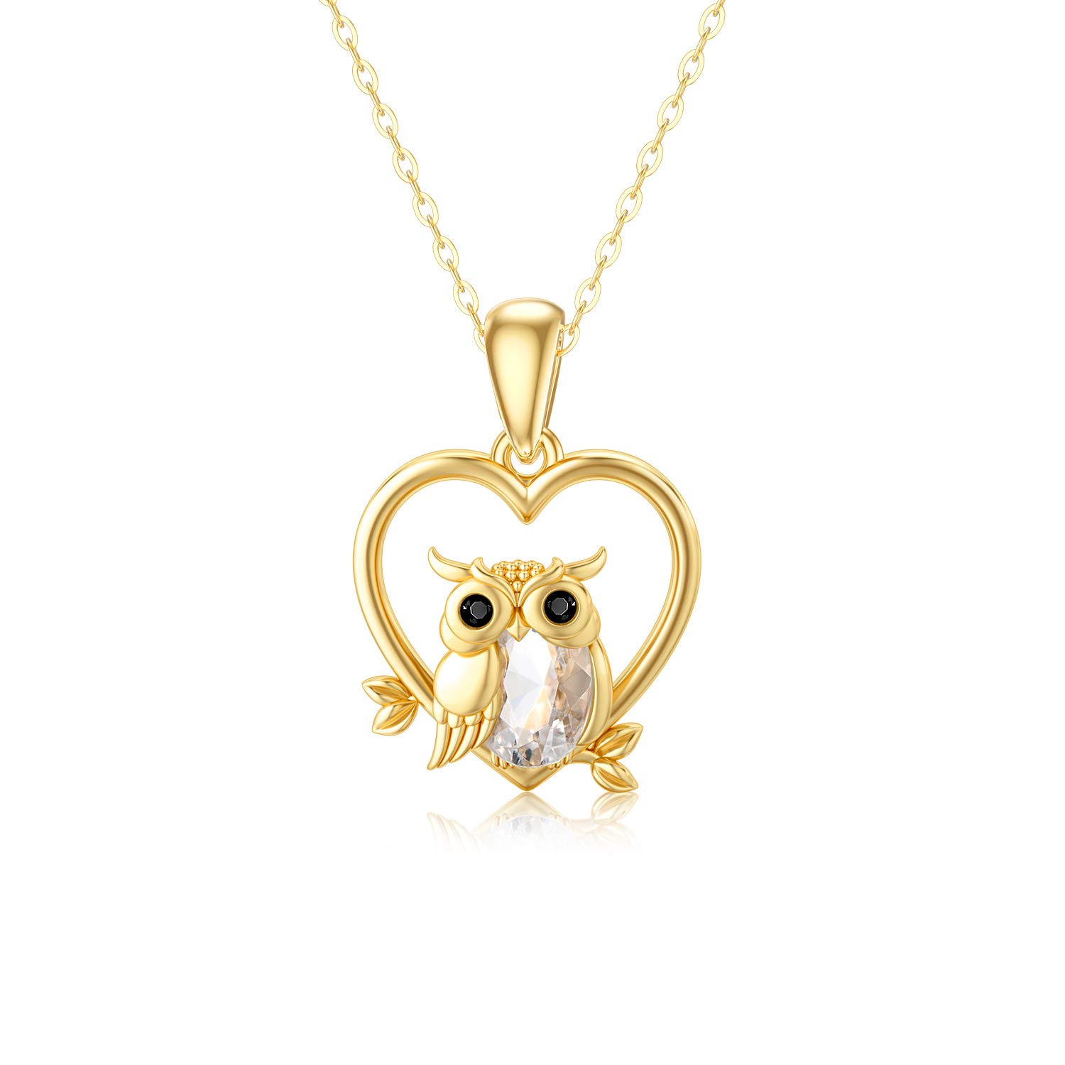 14K Gold Owl Heart Necklace for Women - Elegant Animal Jewelry Gift for Mom, Daughter & Owl Lovers | Birthday, Anniversary, Valentine's Day Present | Perfect for Casual Wear, Date Nights & Special Occasions