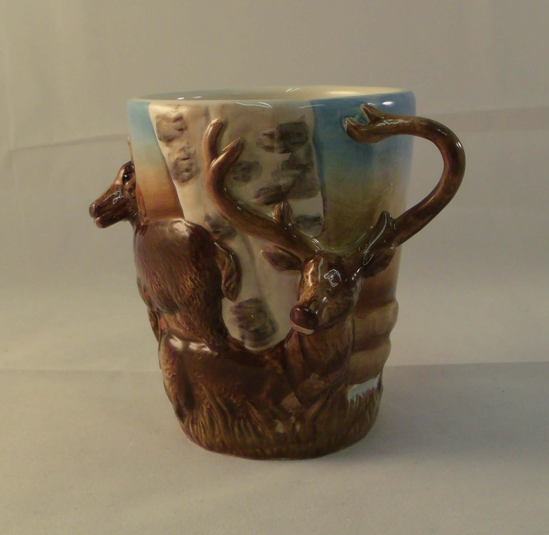 Handmade Sculpted Ceramic Deer Mug - 10 Oz Coffee Cup with Handle - Unique Animal-Themed Drinkware for Tea, Hot Chocolate & Gifts - Perfect for Home, Office & Cozy Winter Mornings
