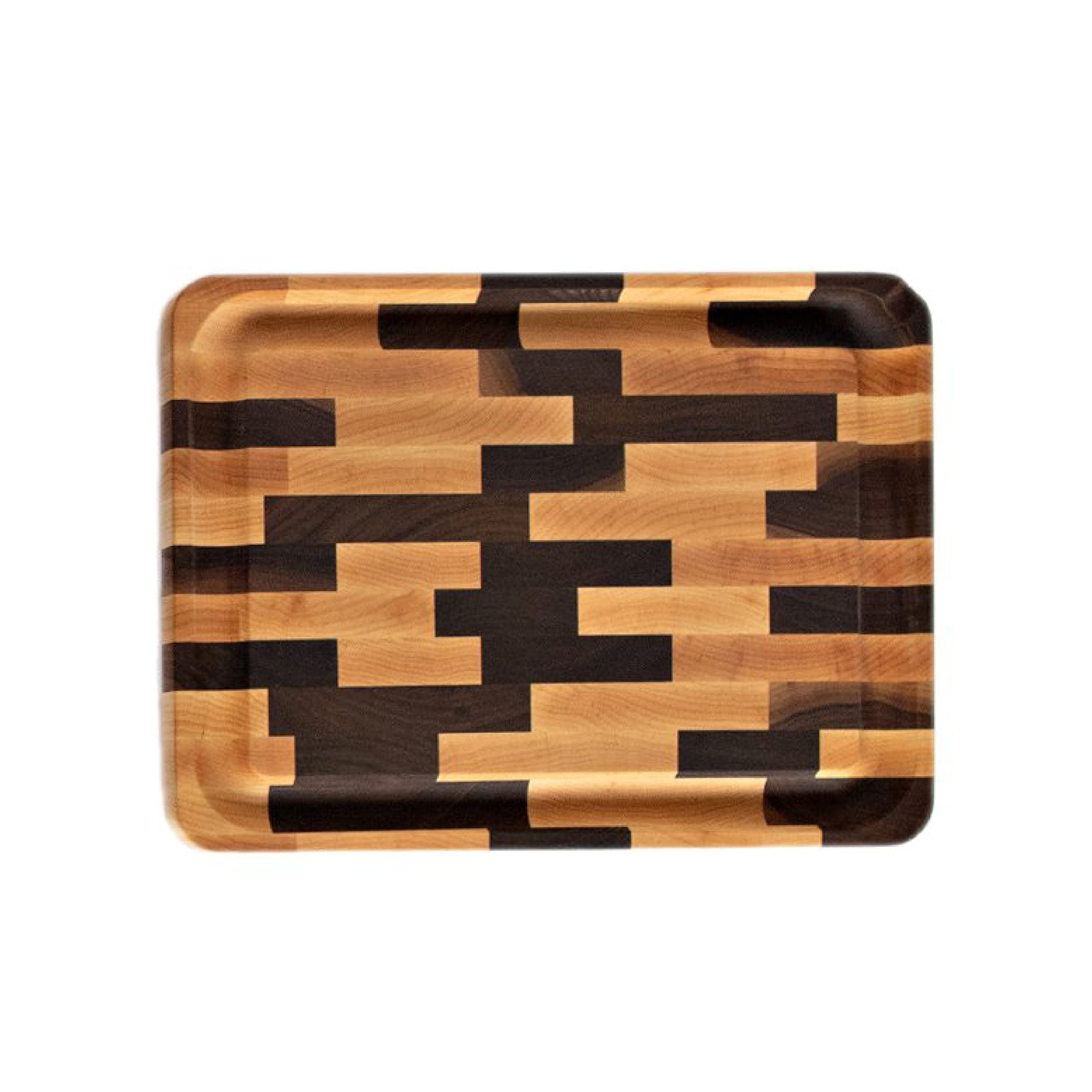 Premium Walnut & Maple End Grain Cutting Board with Juice Groove - 12