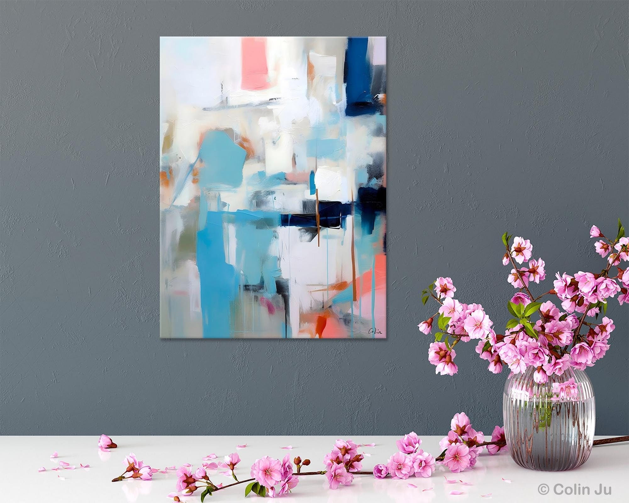 Contemporary Abstract Canvas Painting - Extra Large Modern Wall Art for Dining Room - Handmade Acrylic Painting - Perfect for Home Decor & Office Wall Art