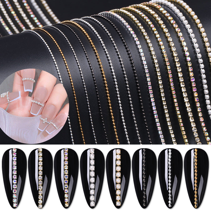 50cm Nail Chain Rhinestones for Nail Art - Sparkling DIY Nail Decorations for Parties, Weddings & Special Occasions
