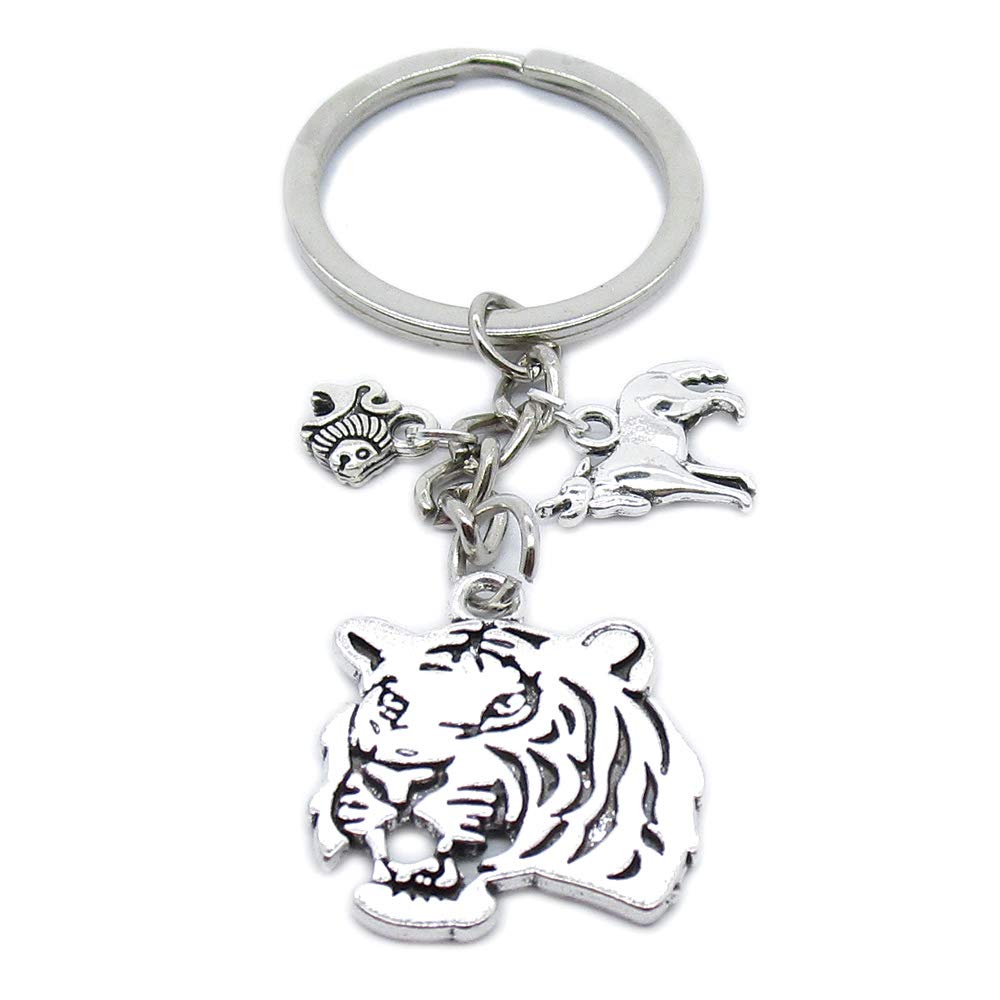 100PCS Bulk Keychain Rings - Durable Metal Key Rings for Jewelry Making, DIY Crafts, Keychains - Lion, Tiger, Wolf & Leo Designs - Perfect for Gifts, Party Favors, Business Promotions