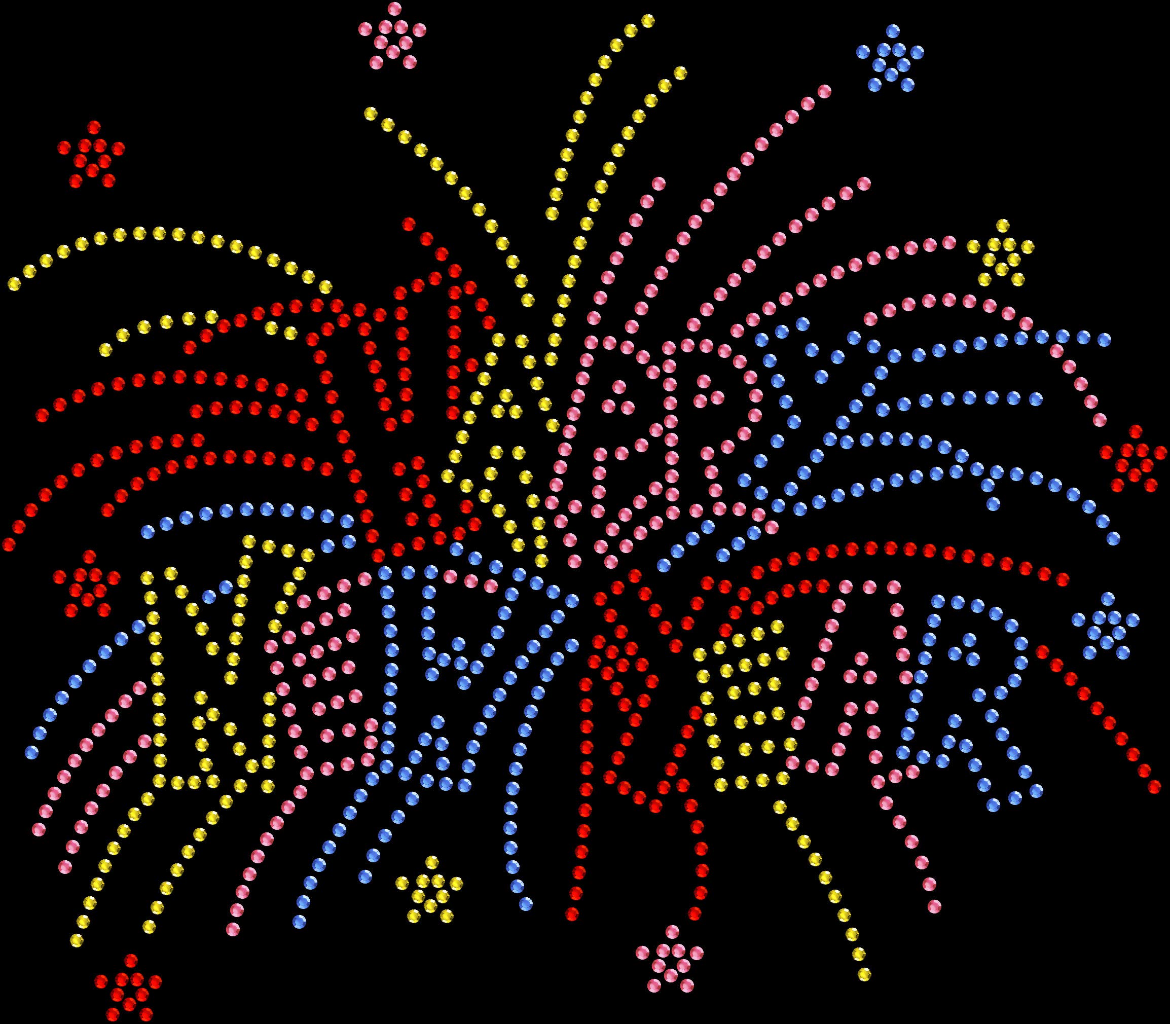 Sparkle Rhinestone Iron-On Transfer for DIY T-Shirts - Happy New Year Fireworks Design - Perfect for Party Outfits & Holiday Celebrations