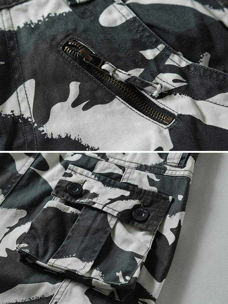 TRGPSG Men's Camo Cargo Pants - Cotton Casual Work & Hiking Pants with 8 Pockets - Outdoor Adventure, Camping & Everyday Wear