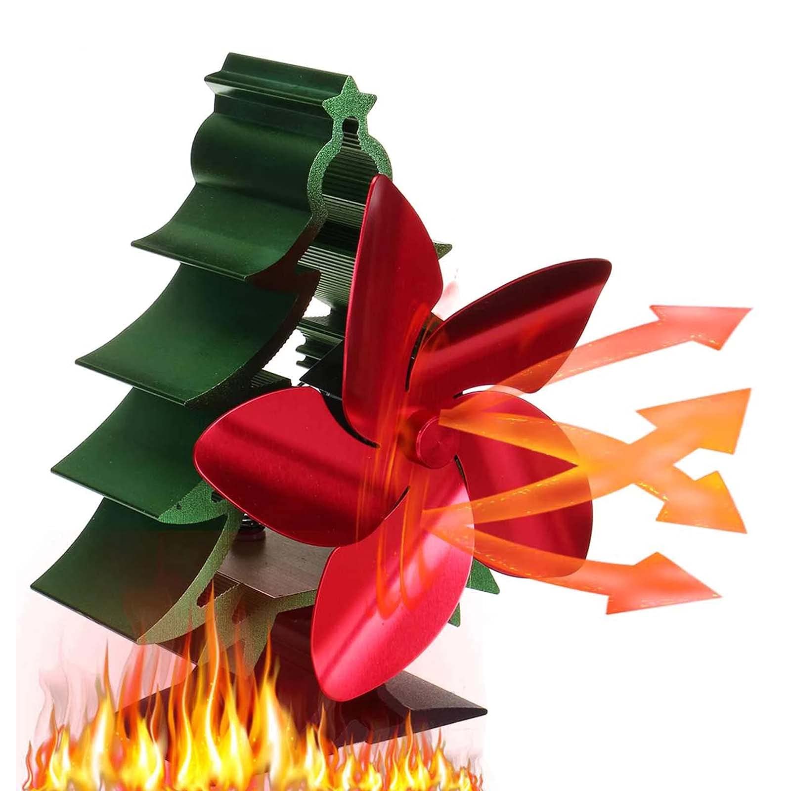 5-Blade Heat Powered Stove Fan - Auto-Sensing Eco Wood Fireplace Fan with Christmas Tree Design for Home Heating & Decor | Perfect for Living Rooms, Cabins, and Winter Home Warmth