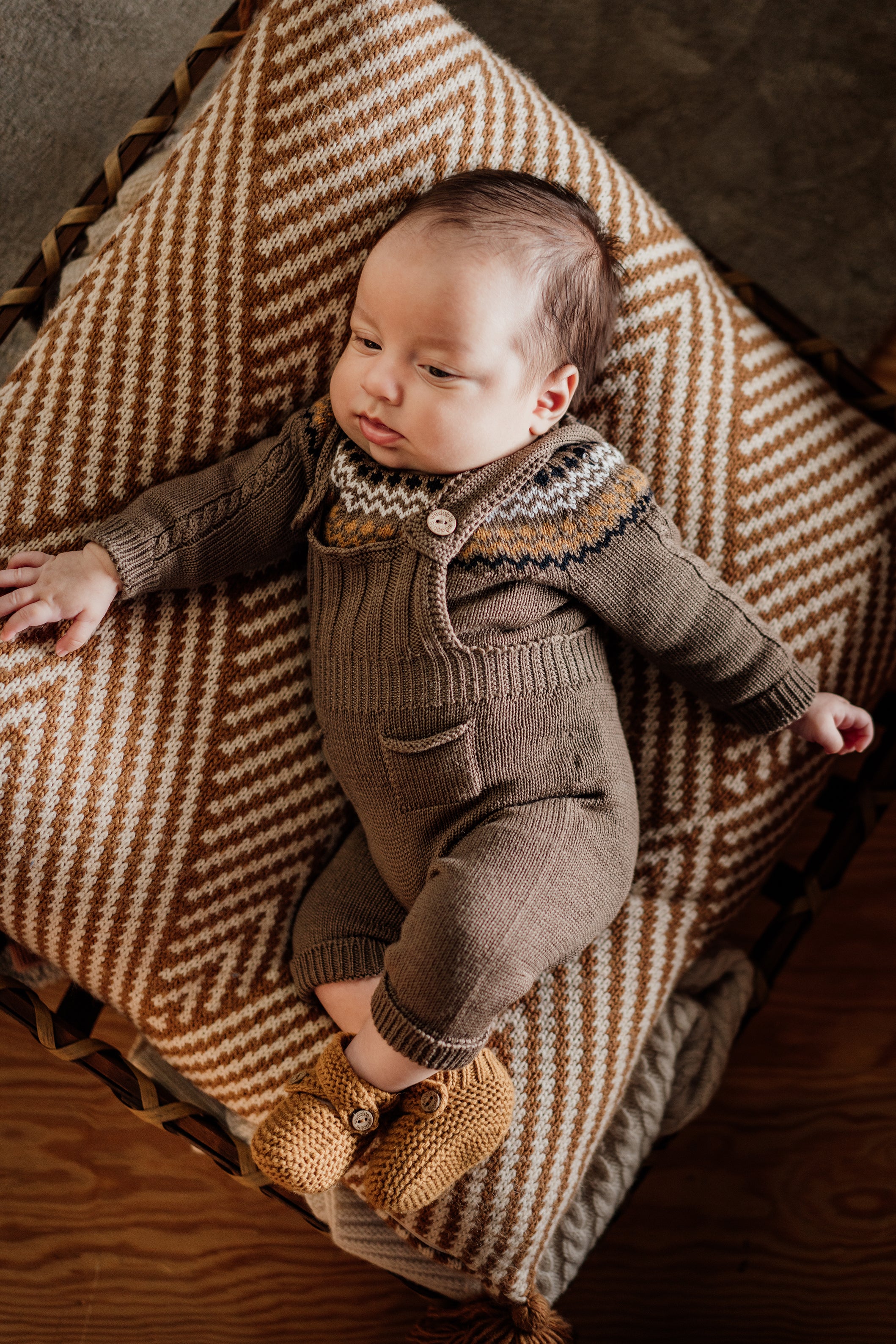 Tiago Brown Merino Wool Knit Jumper & Dungarees Set - Soft Warm Winter Outfit for Babies & Toddlers - Perfect for Playdates, Family Photos and Cold Weather Adventures