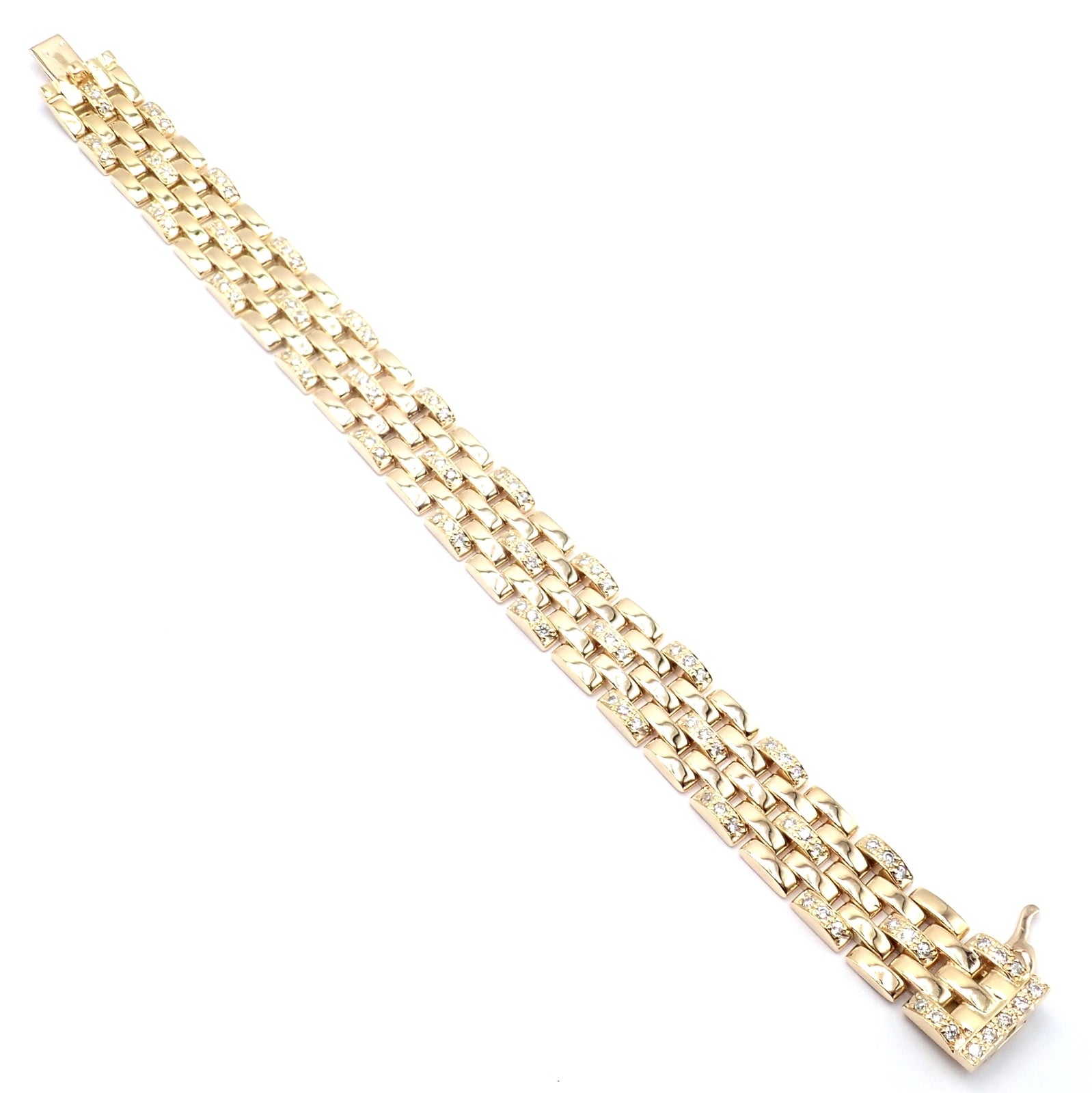 Authentic Cartier Maillon Panthere 18K Gold Diamond Five Row Link Bracelet for Women - Luxury Jewelry Gift for Anniversary, Birthday & Special Occasions