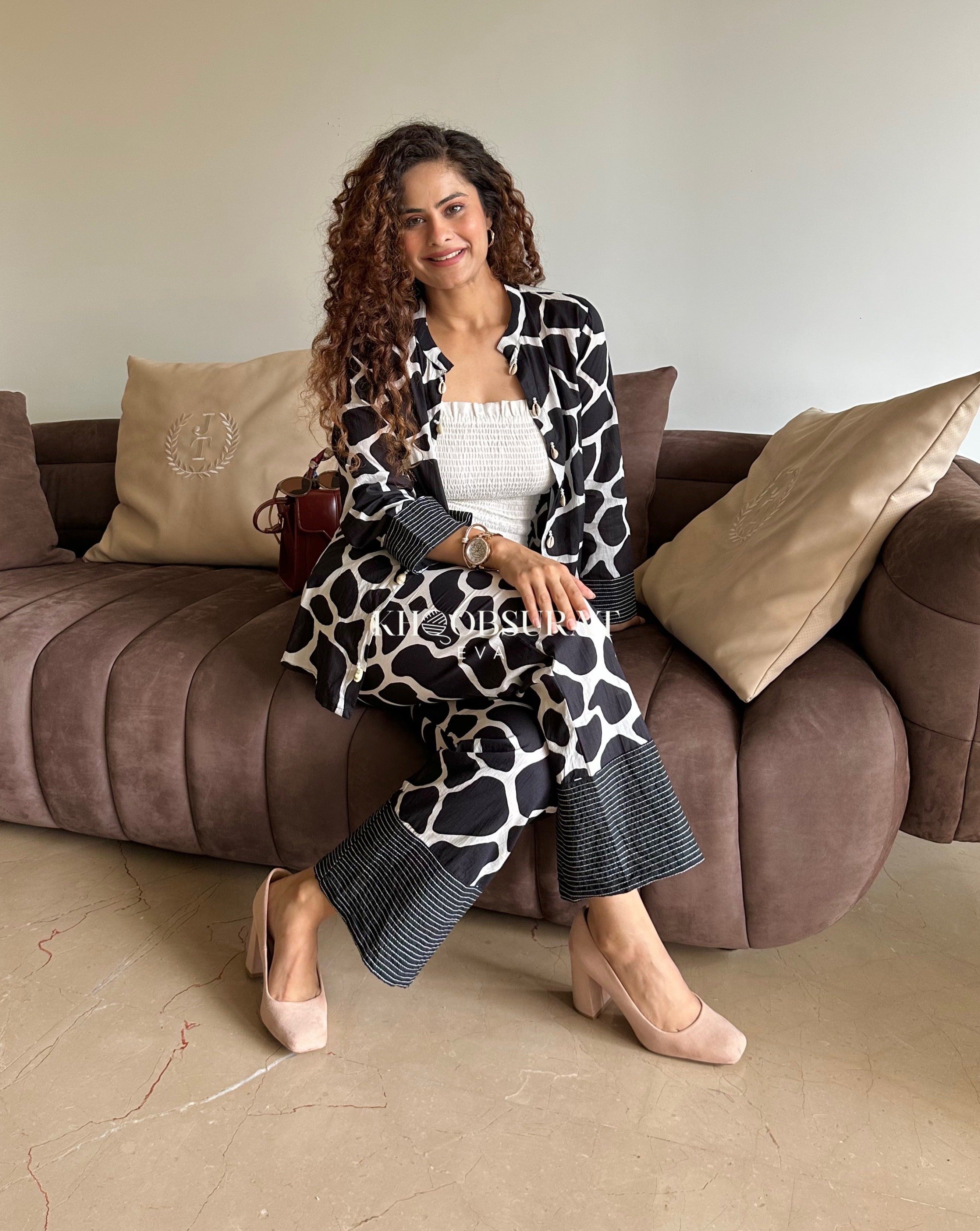 Black & Bold 3 Piece Printed Coord Set - Stylish Matching Outfit for Women | Perfect for Casual Wear, Date Nights & Summer Vacations