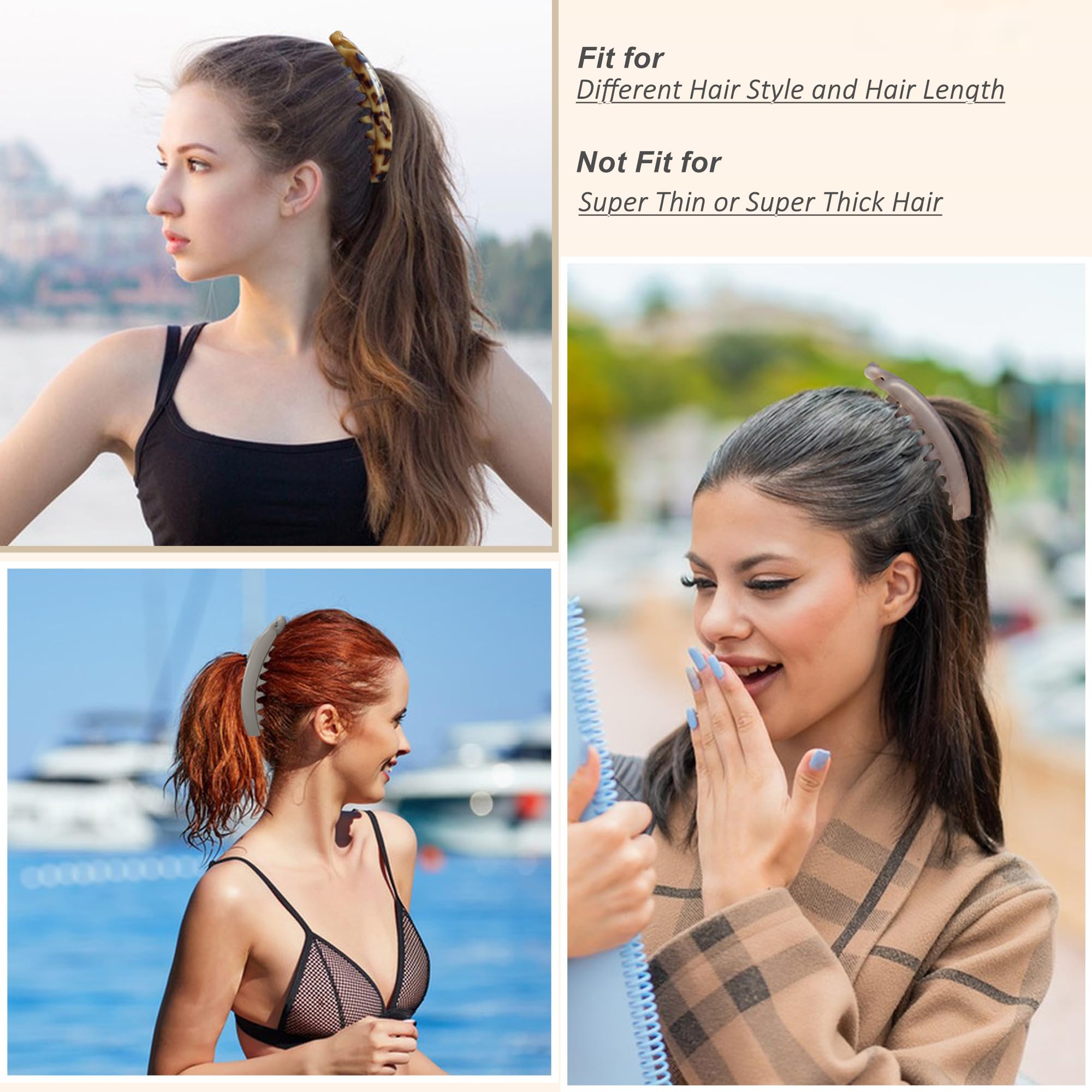 6 Pack 5.1 Inch Banana Hair Clips for Women - Strong Hold Hair Claw Clips for Thin, Fine or Thick Hair - Perfect for Ponytails, Buns & Everyday Hairstyles
